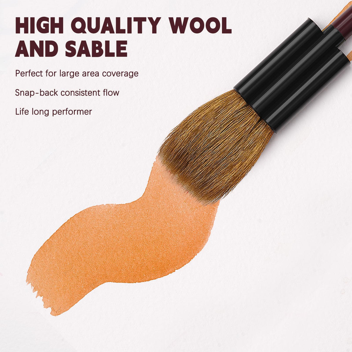 Watercolor Brushes Set, Fuumuui 5Pcs Goat Mixed Sable Hair with Nylon Water Color Paint Brush with