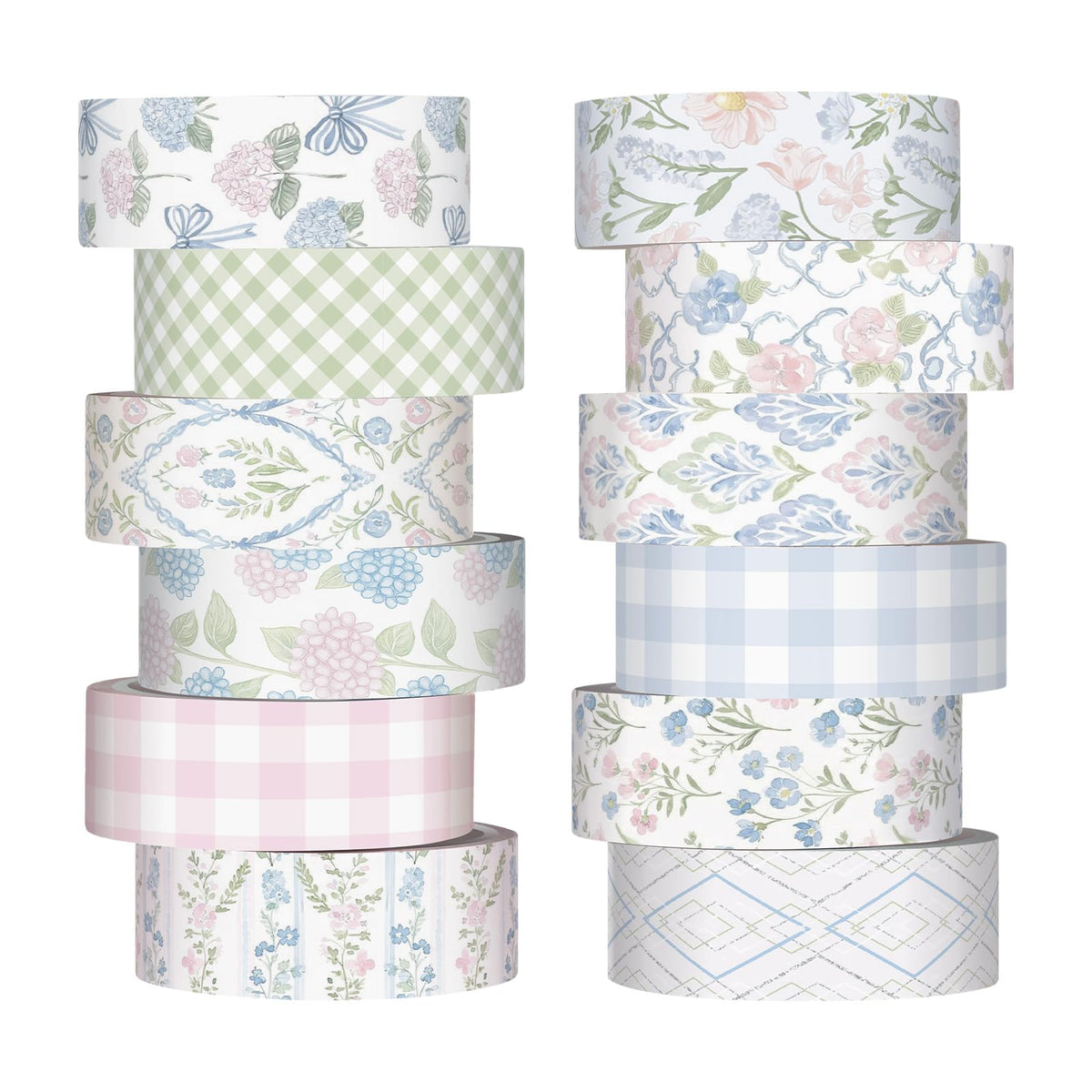 YooNotee 12 Rolls Floral Washi Tape Set,Pink and Blue,Flowers