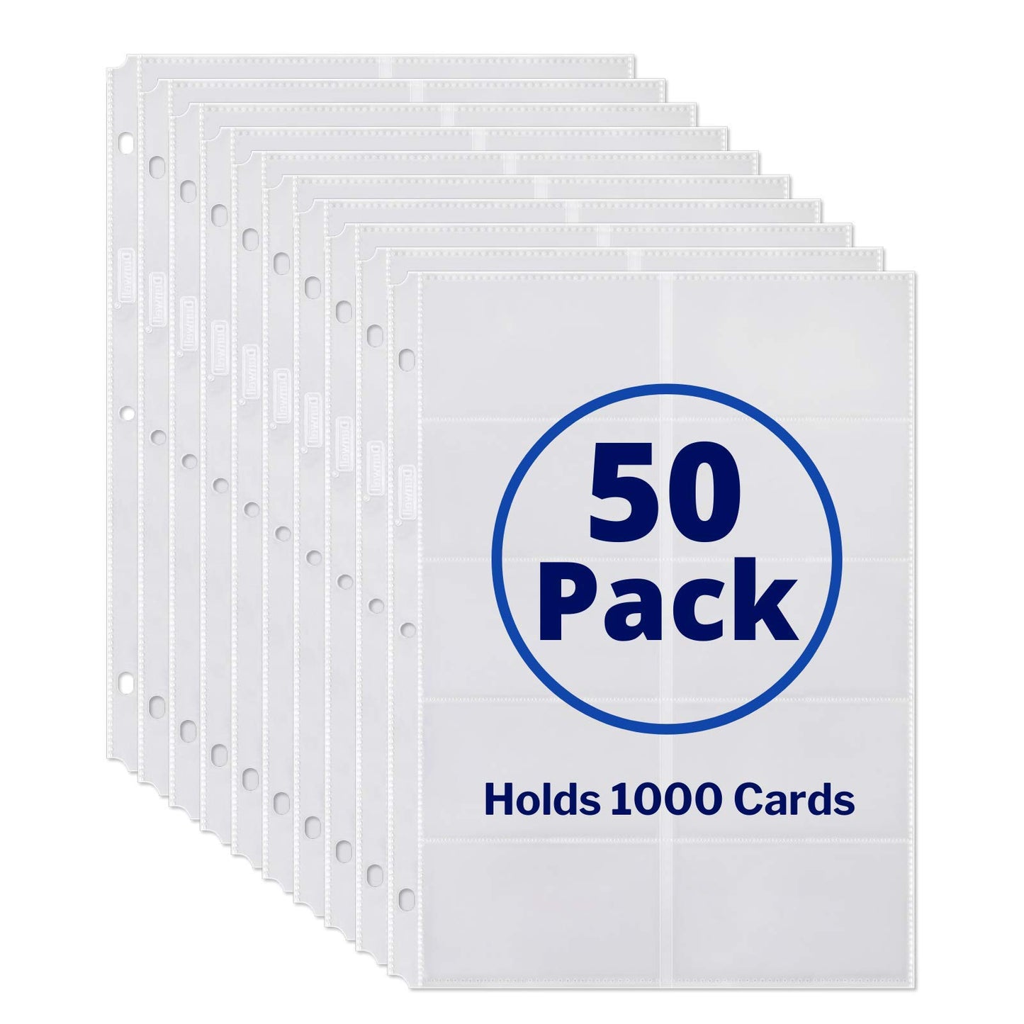 Dunwell Business Card Holder Sleeves, 50 Pack for 3-Ring Binders