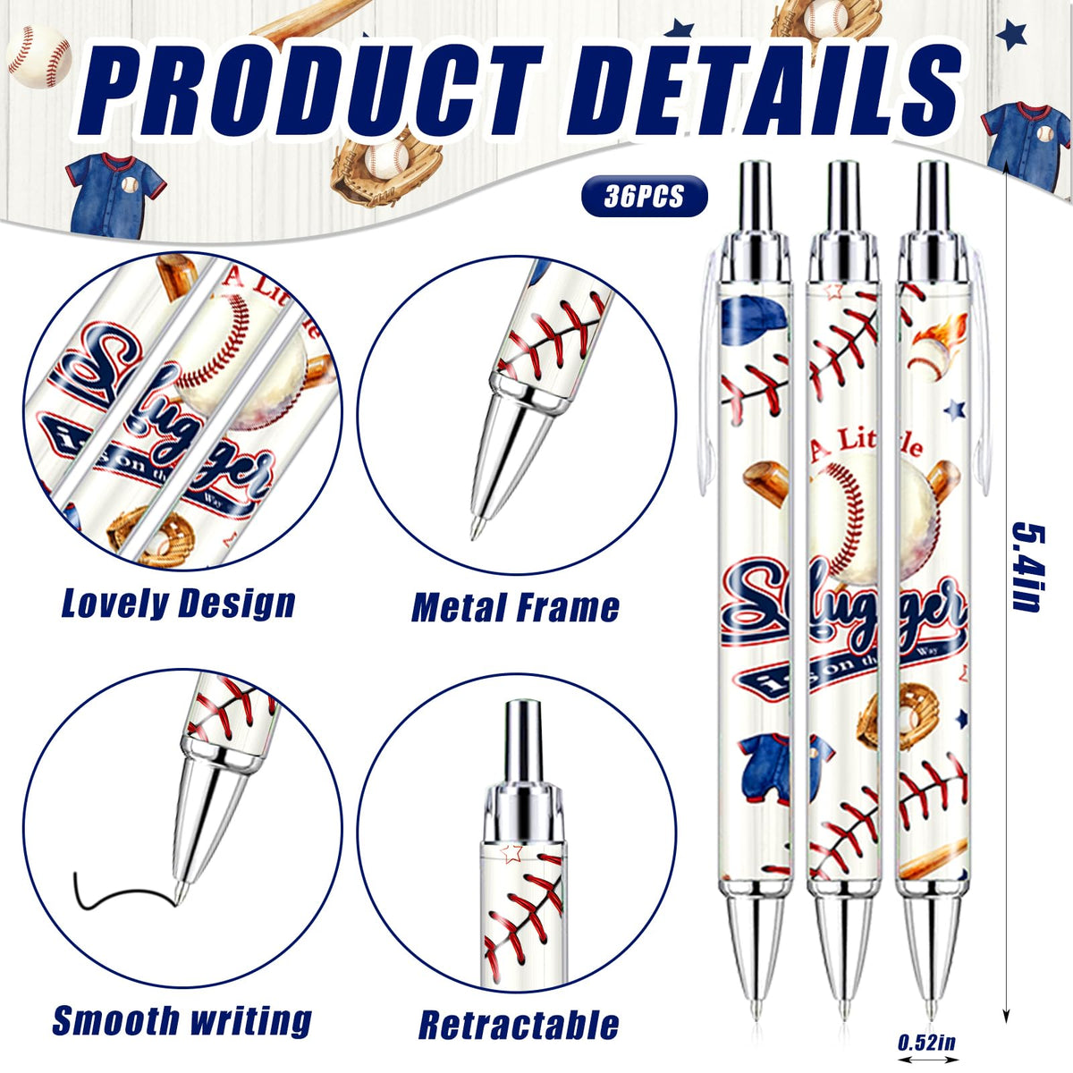 145 Pieces Baseball Baby Shower Favors for Guest Little Slugger is on Way Ballpoint Pens Keychains