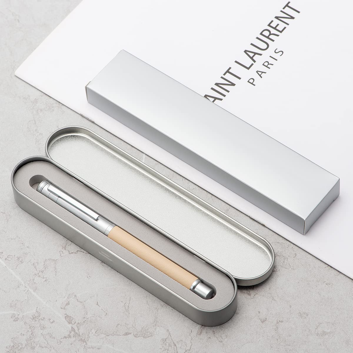 Hongdian White Forest Fountain Pen Blade Nib Classic Design Calligraphy Pen with Converter and