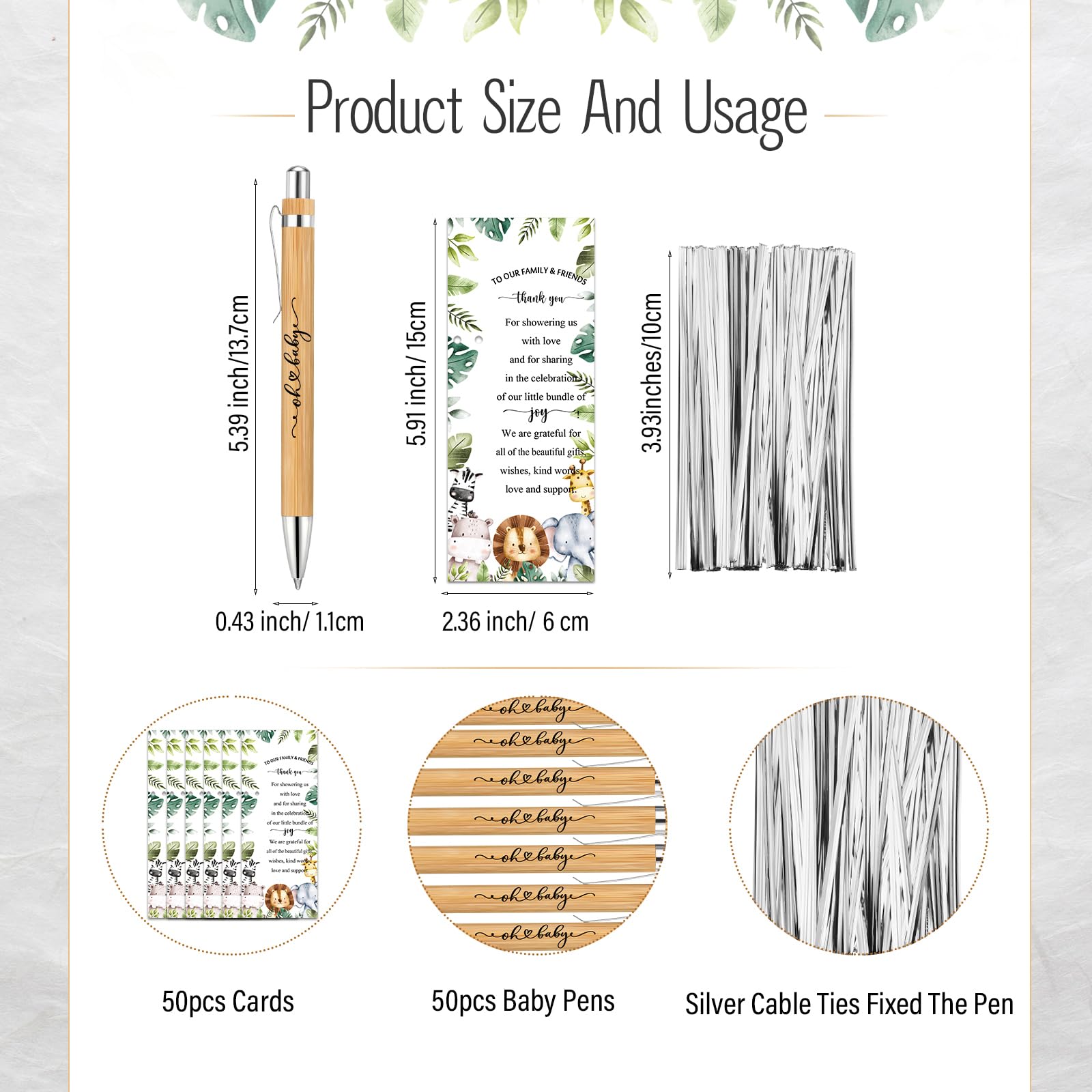 Zhanmai 50 Sets Safari Baby Shower Favors