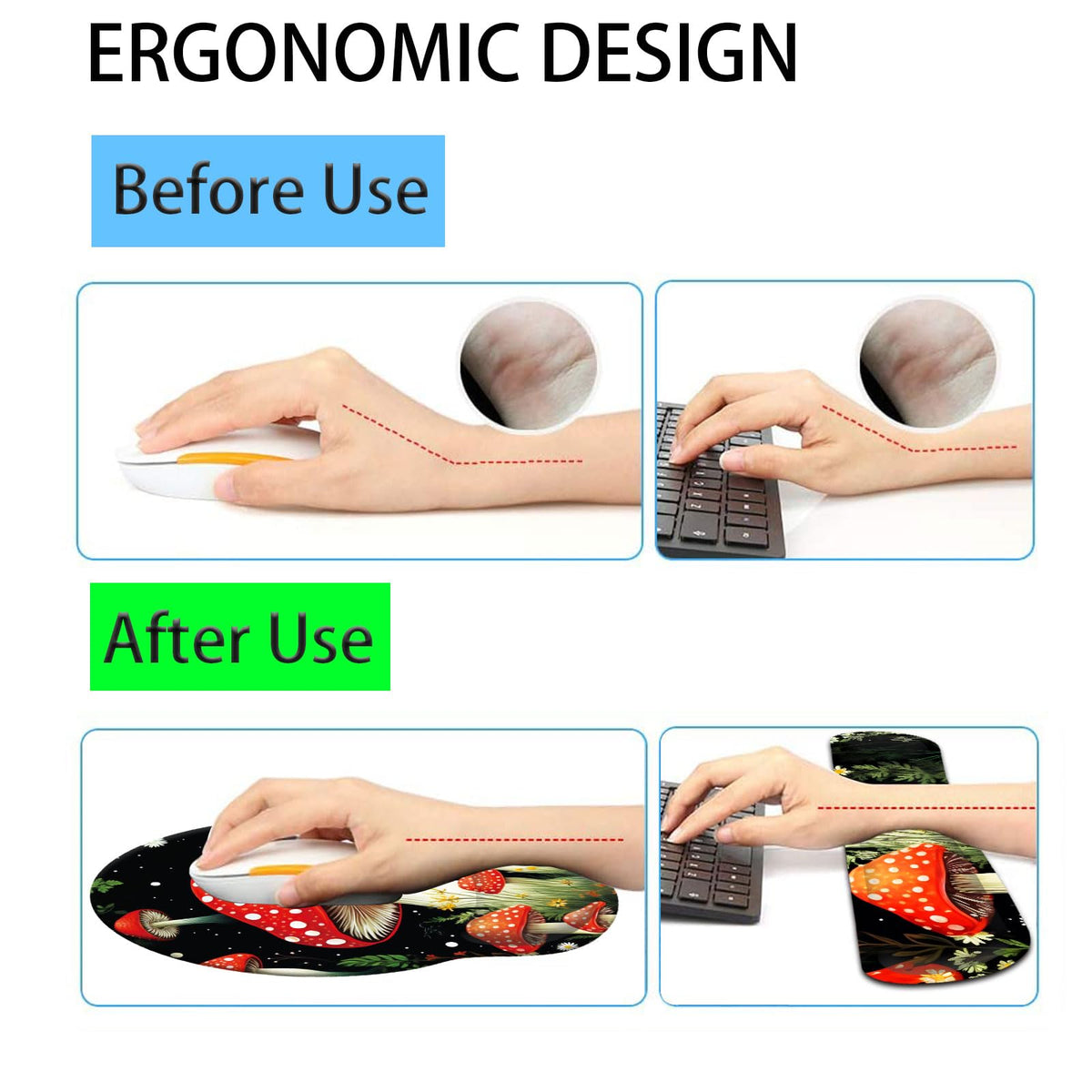 Keyboard Wrist Rest and Mouse Pad Wrist Support Set with Coasters,Ergonomic Gaming Mousepad for