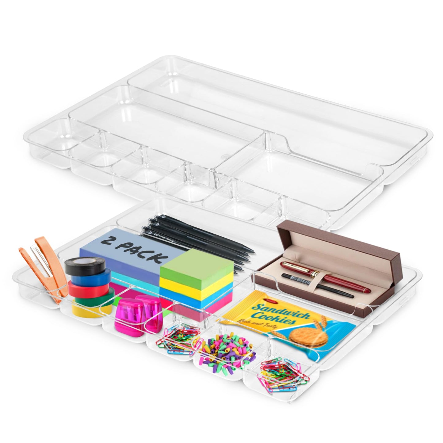 Manaloom Desk Drawer Organizer Tray with 9 Storage Compartments - For Home and Office - Drawer