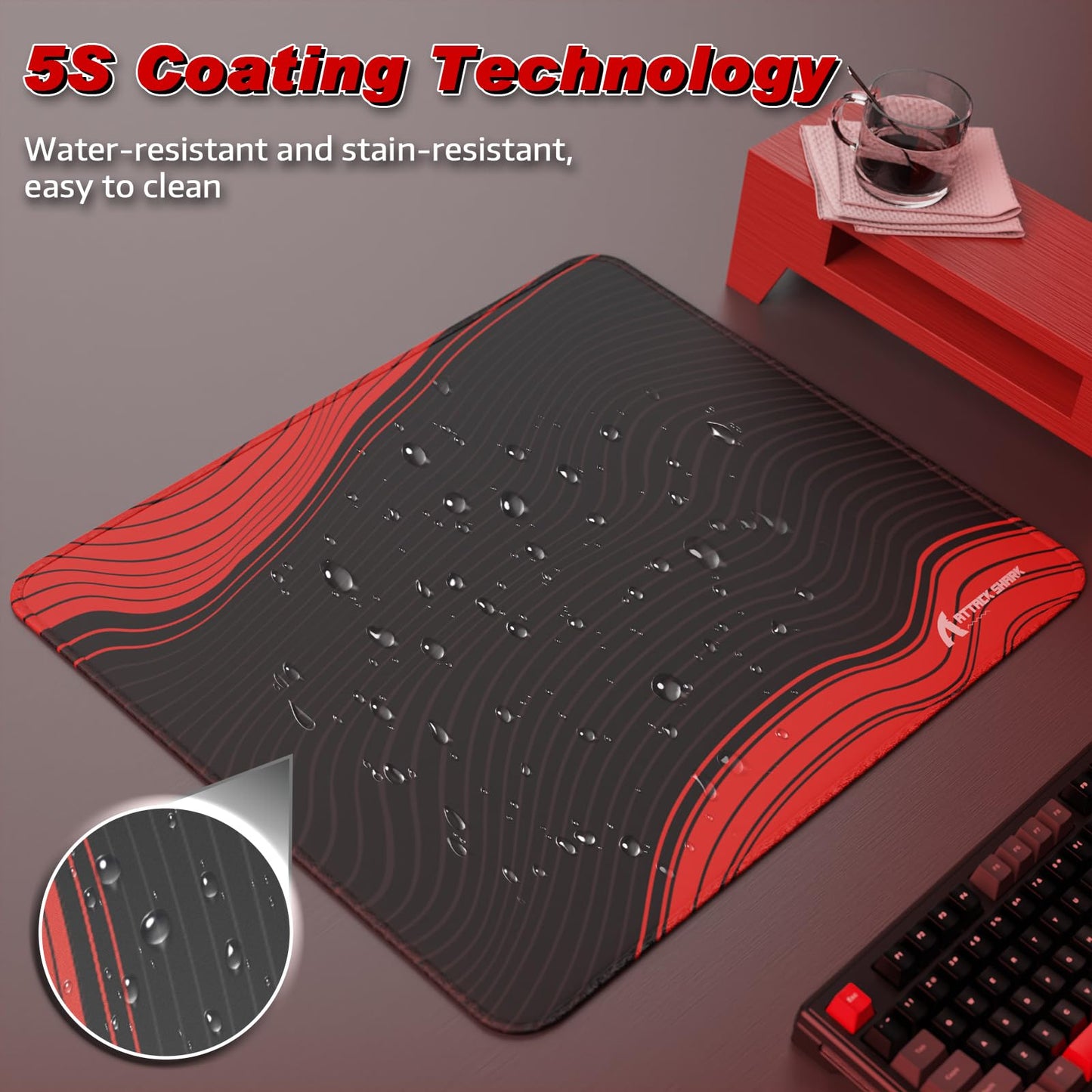 ATTACK SHARK CM02 Gaming Mouse Pad Esports Speed Large Mouse mats for Desk Waterproof Surface