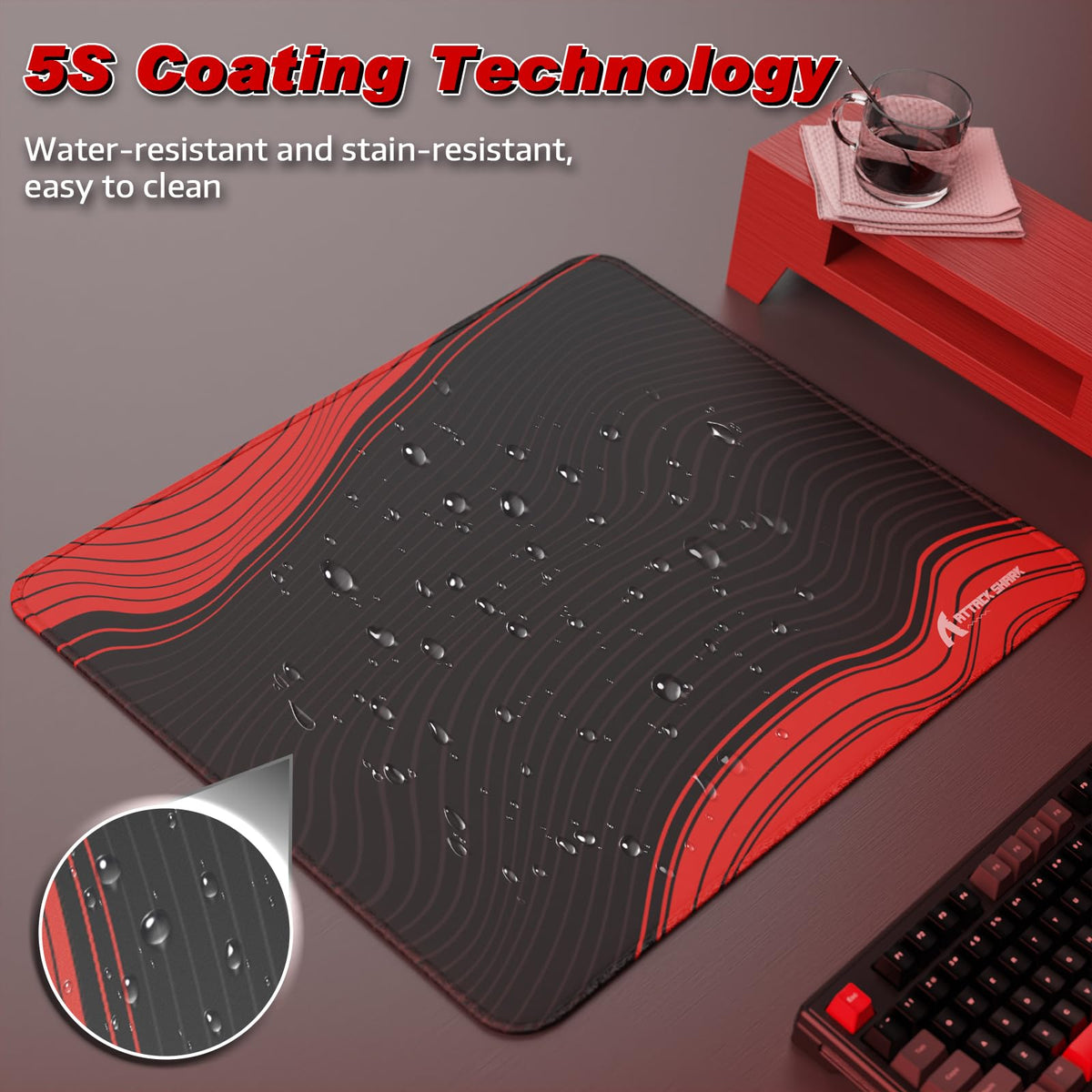ATTACK SHARK CM02 Gaming Mouse Pad Esports Speed Large Mouse mats for Desk Waterproof Surface