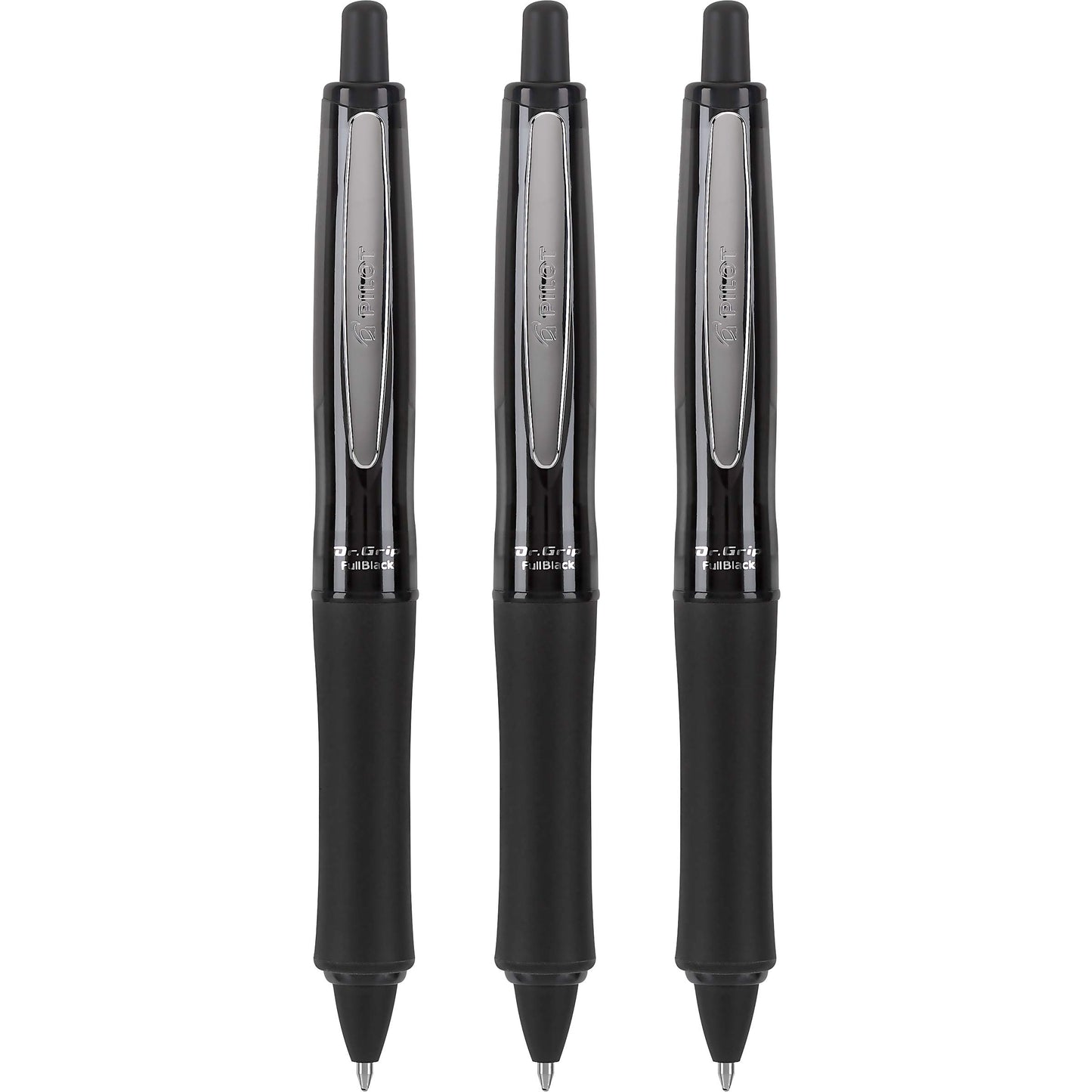 PILOT Dr. Grip FullBlack Ballpoint Pen, Black Ink, 3-Pack