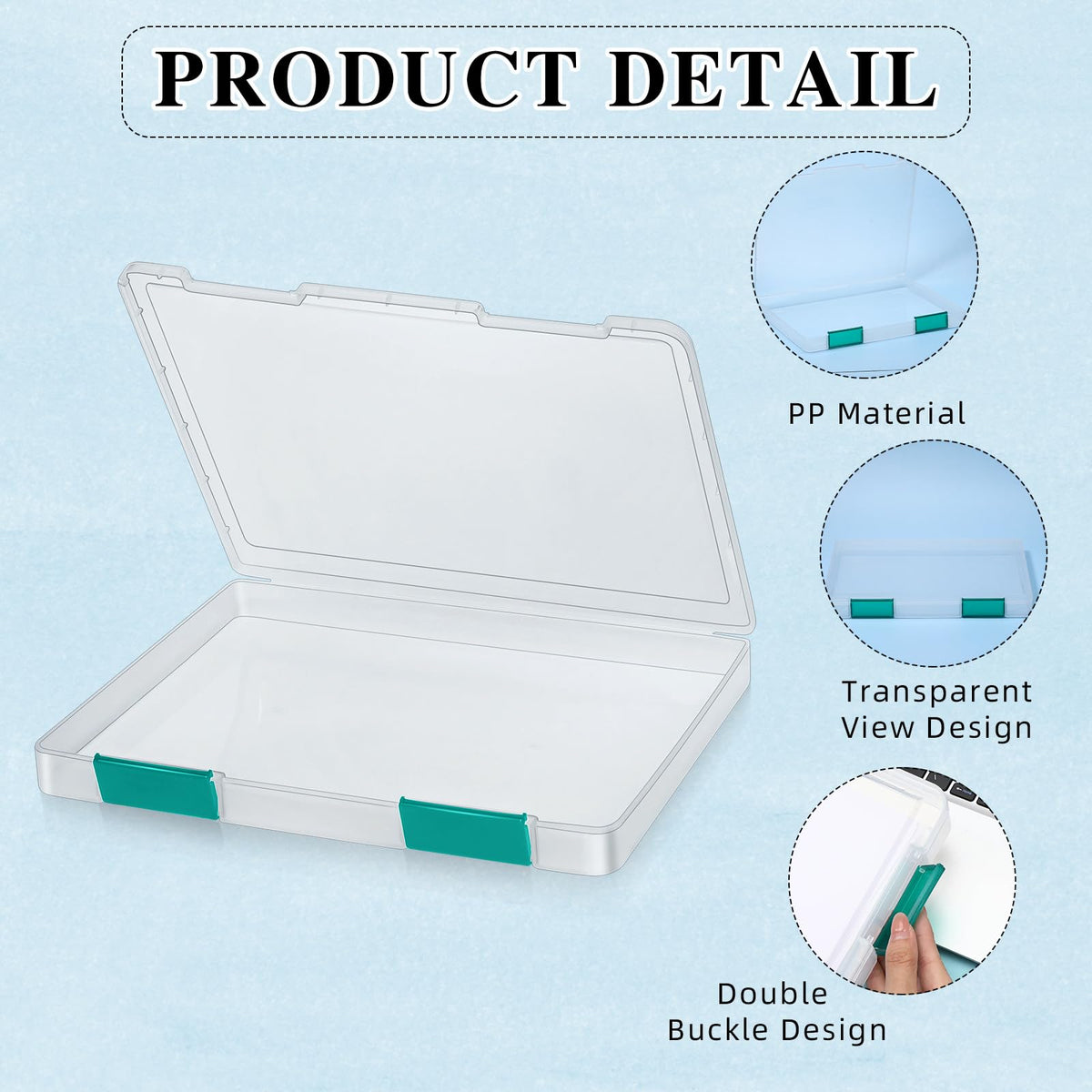 PerKoop 6 Pcs Clear Paper Storage Box,12.4 x 9.84 x 1.18 Inches,Dark Green