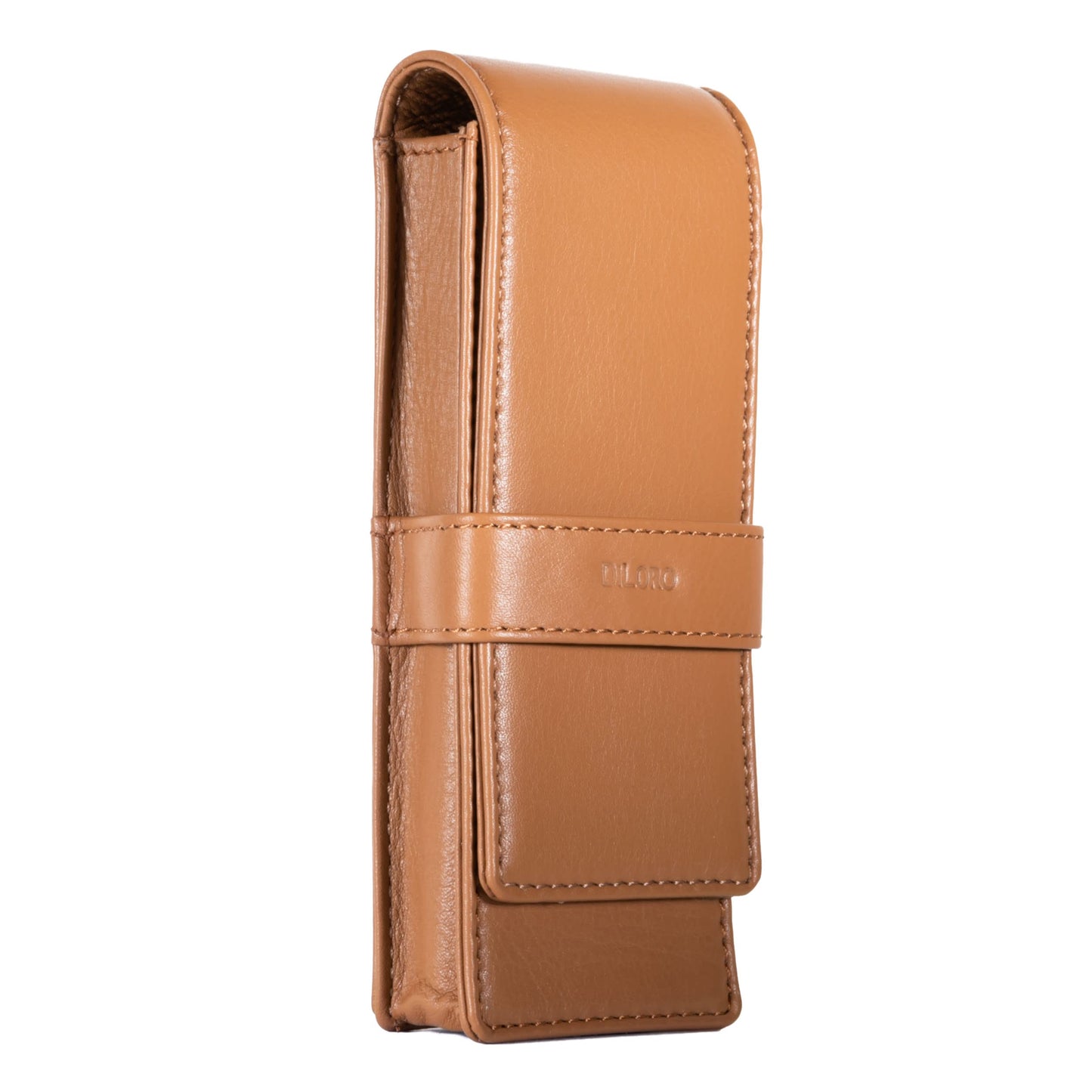DiLoro Leather Triple Pen Case Pencil Pouch Holder for Three Fountain Ballpoint Rollerball Pens and