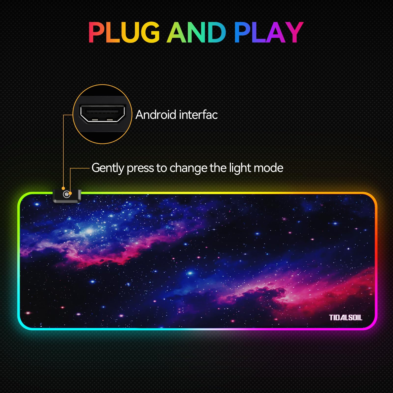 TIDALSOIL RGB Gaming Mouse Pad, Starry Sky 31.5x11.8 in LED Desk Mat