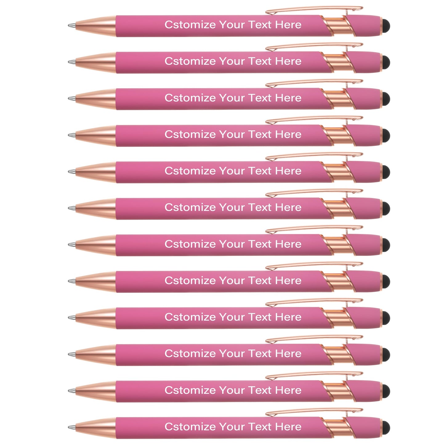 Kingluu 24 Pcs Personalized Ballpoint Pens with Stylus Tip,Free Engraving Black Ink Customized Pen
