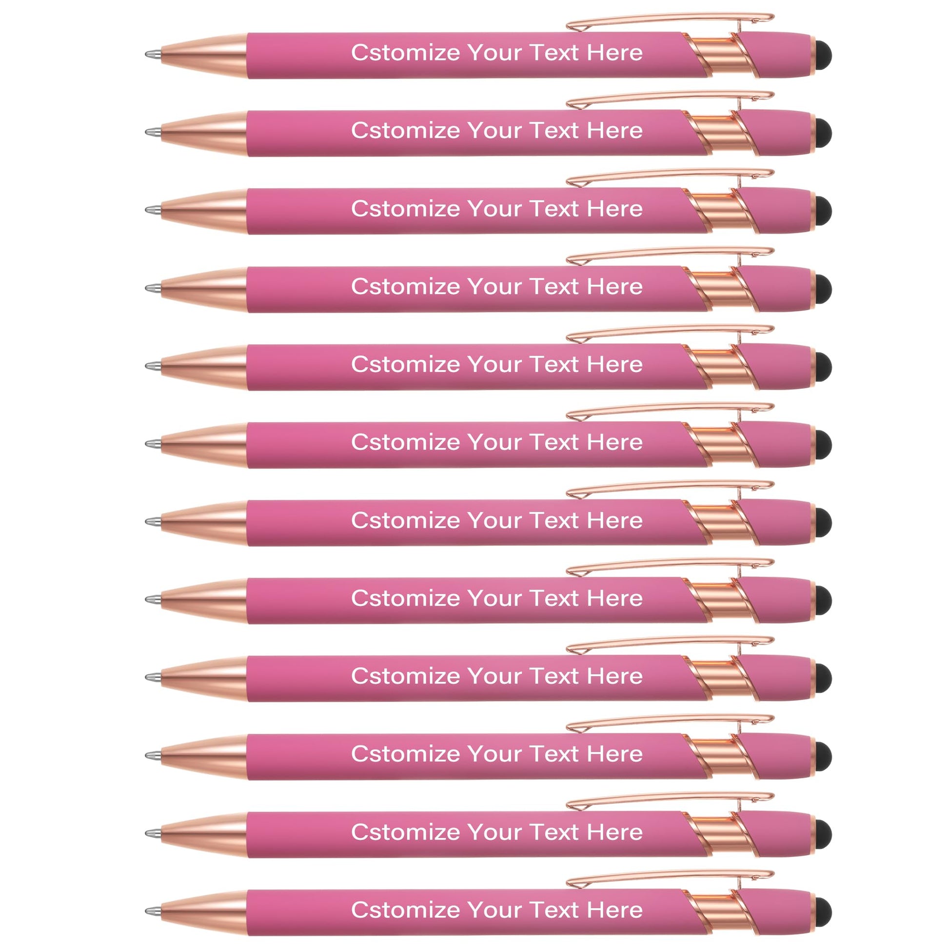 Kingluu 24 Pcs Personalized Ballpoint Pens with Stylus Tip,Free Engraving Black Ink Customized Pen