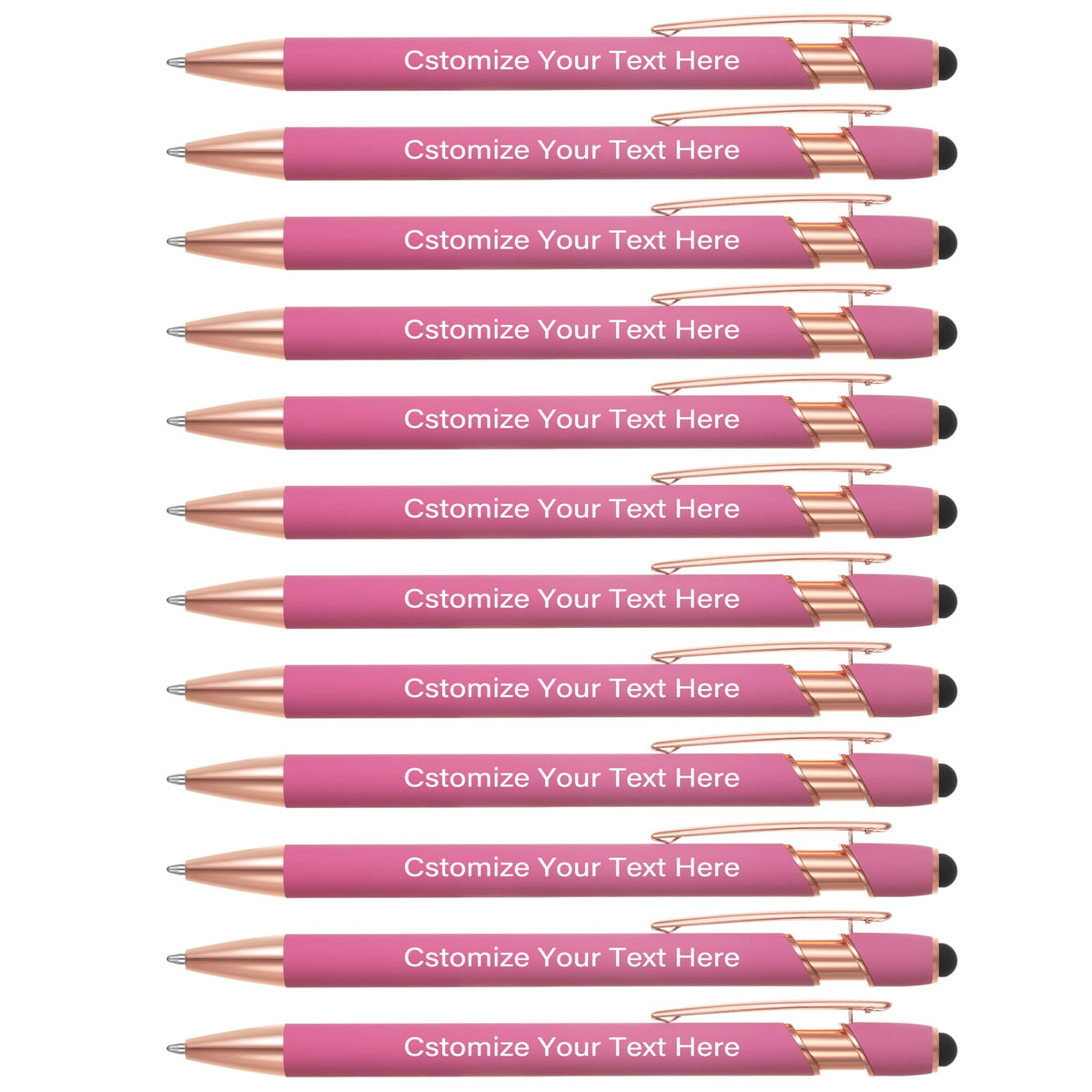 Kingluu 36 Pcs Personalized Ballpoint Pens with Stylus Tip,Free Engraving Black Ink Customized Pen