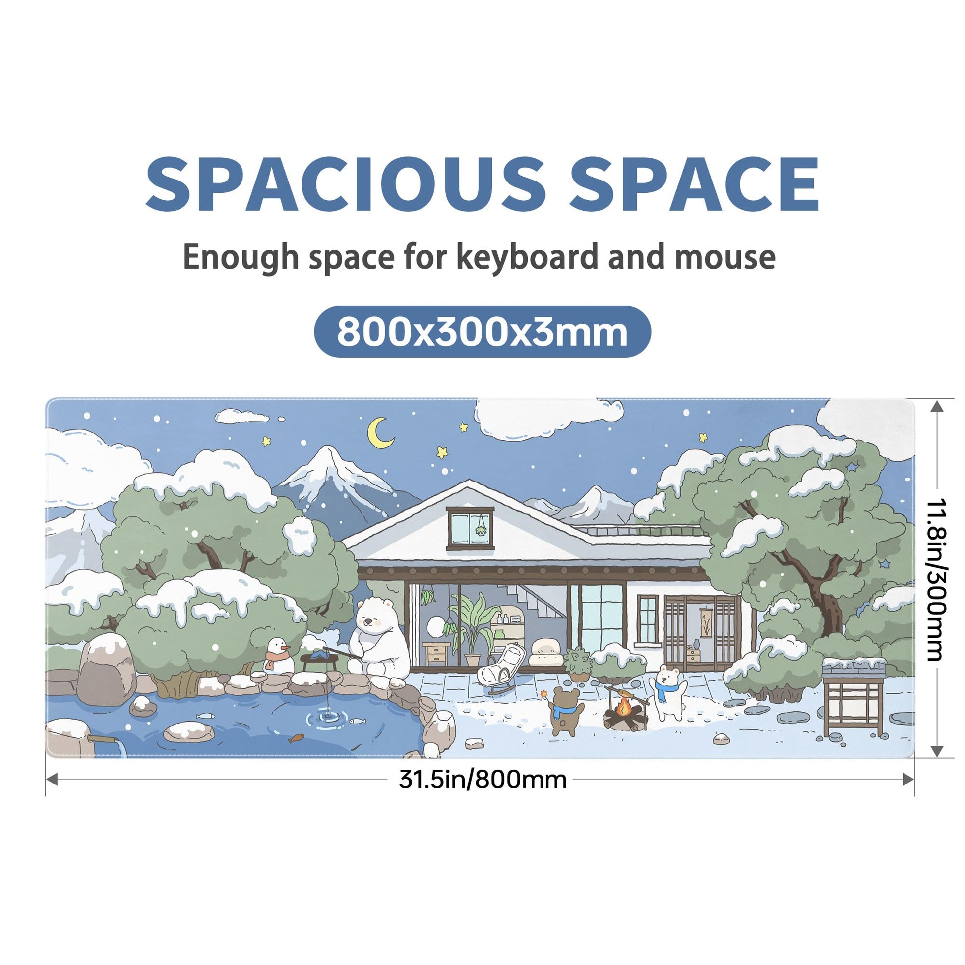 Kawaii Mouse Pad Large Desk Mat Extended Keyboard Mouse Pad Cute Mousepad with Non-Slip Base and