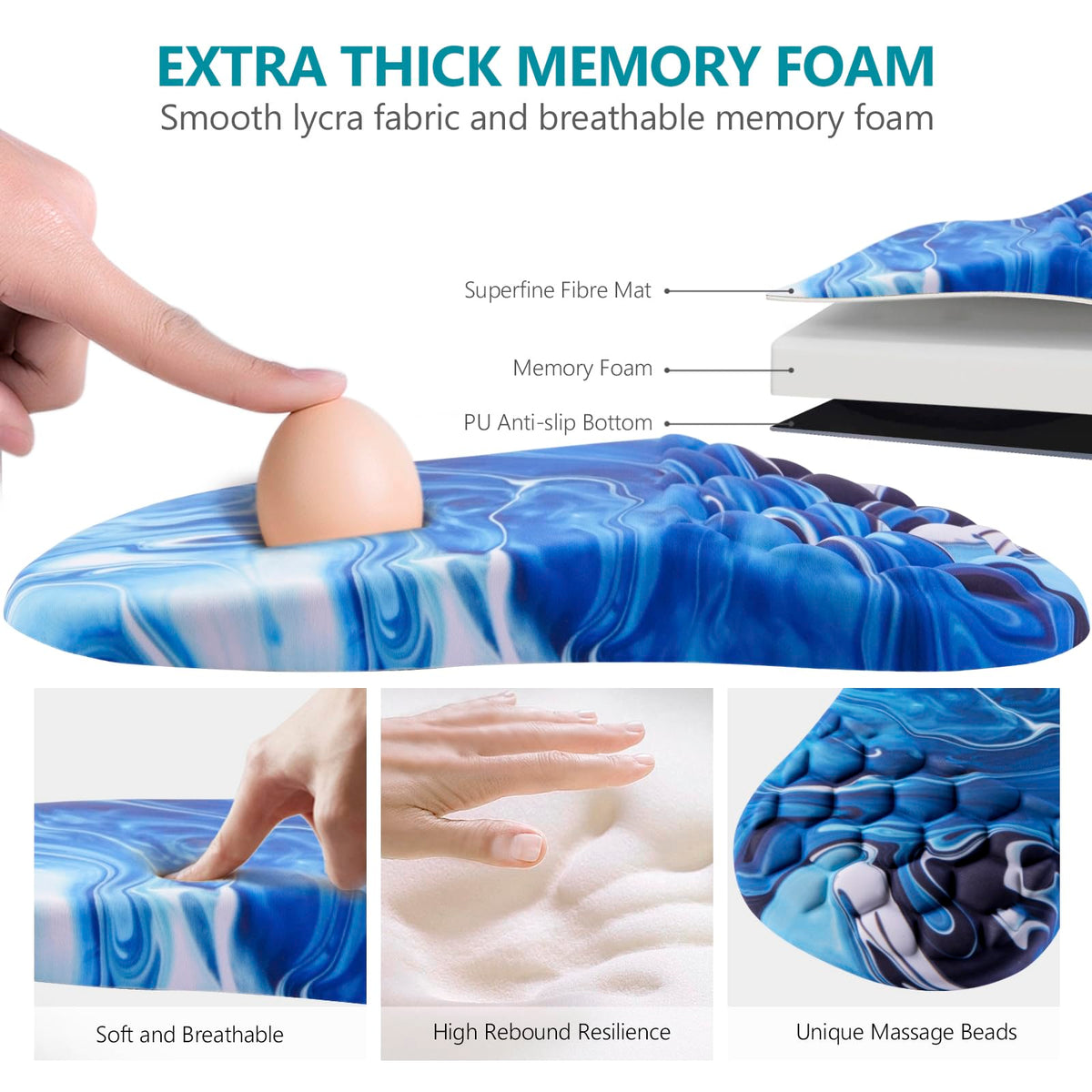 Laokiiy Mouse Pad Wrist Support, Ergonomic Mouse Pad with Wrist Rest, Comfortable Computer Mouse