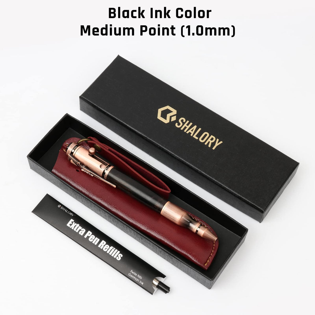 SHALORY Bolt Action Pen with Compass & Extra Refill,Birthady Gift Cool Gadgets for Men Wooden