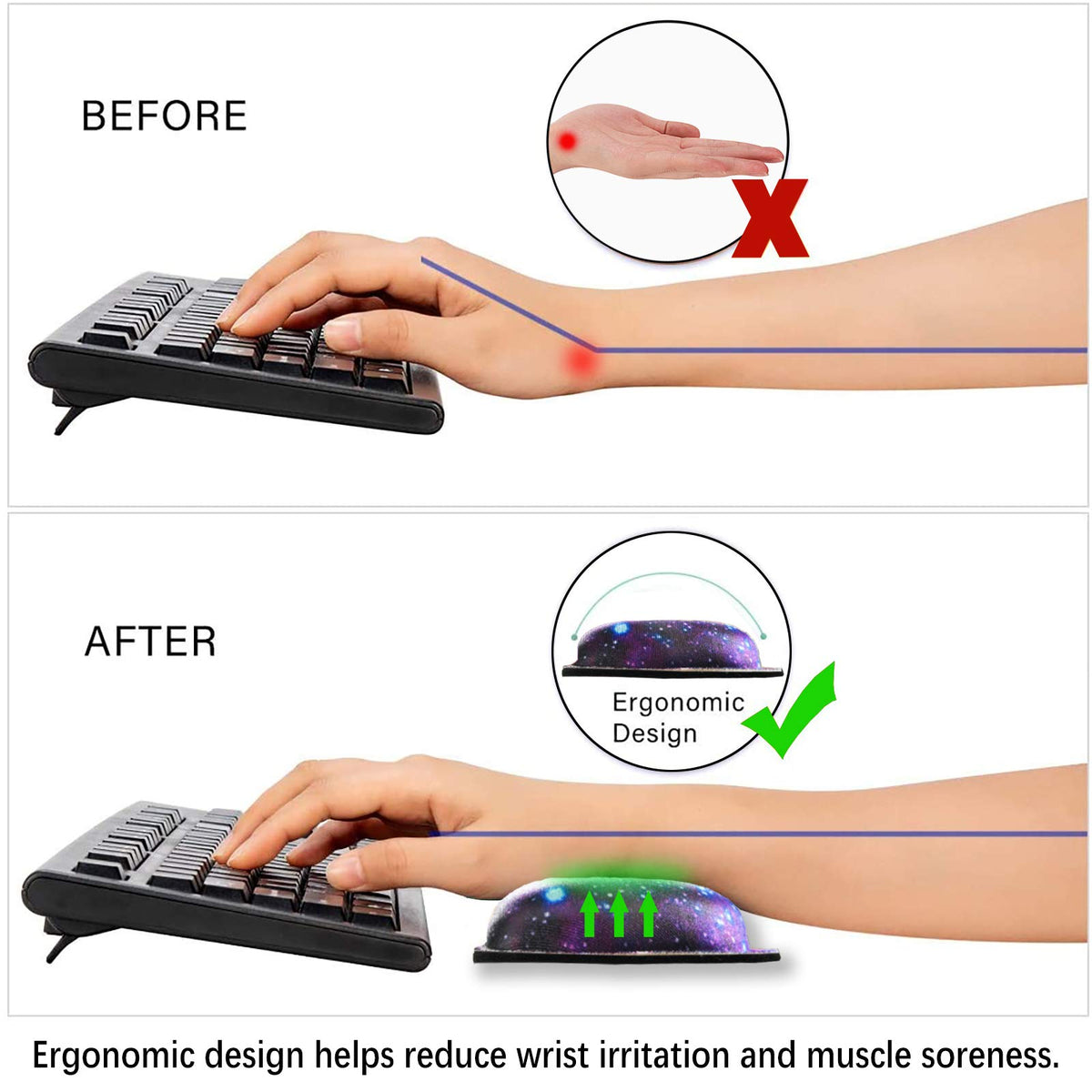 ArtSo Upgraded Wrist Rest Support for Mouse Pad & Keyboard, Ergonomic Gel Mousepad Non-Slip Rubber