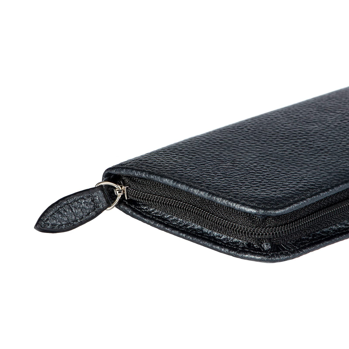 Lanxivi Genuine Leather Fountain Pen Case 3 Divided Slots Black Color, Zippered Pen Case Pouch