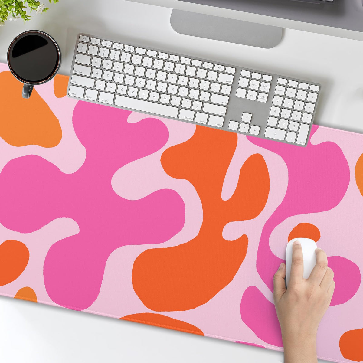 Pink Orange Cute Gaming Mouse Pad XL Kawani Preppy Abstract Modern Geographic Extended Large Desk