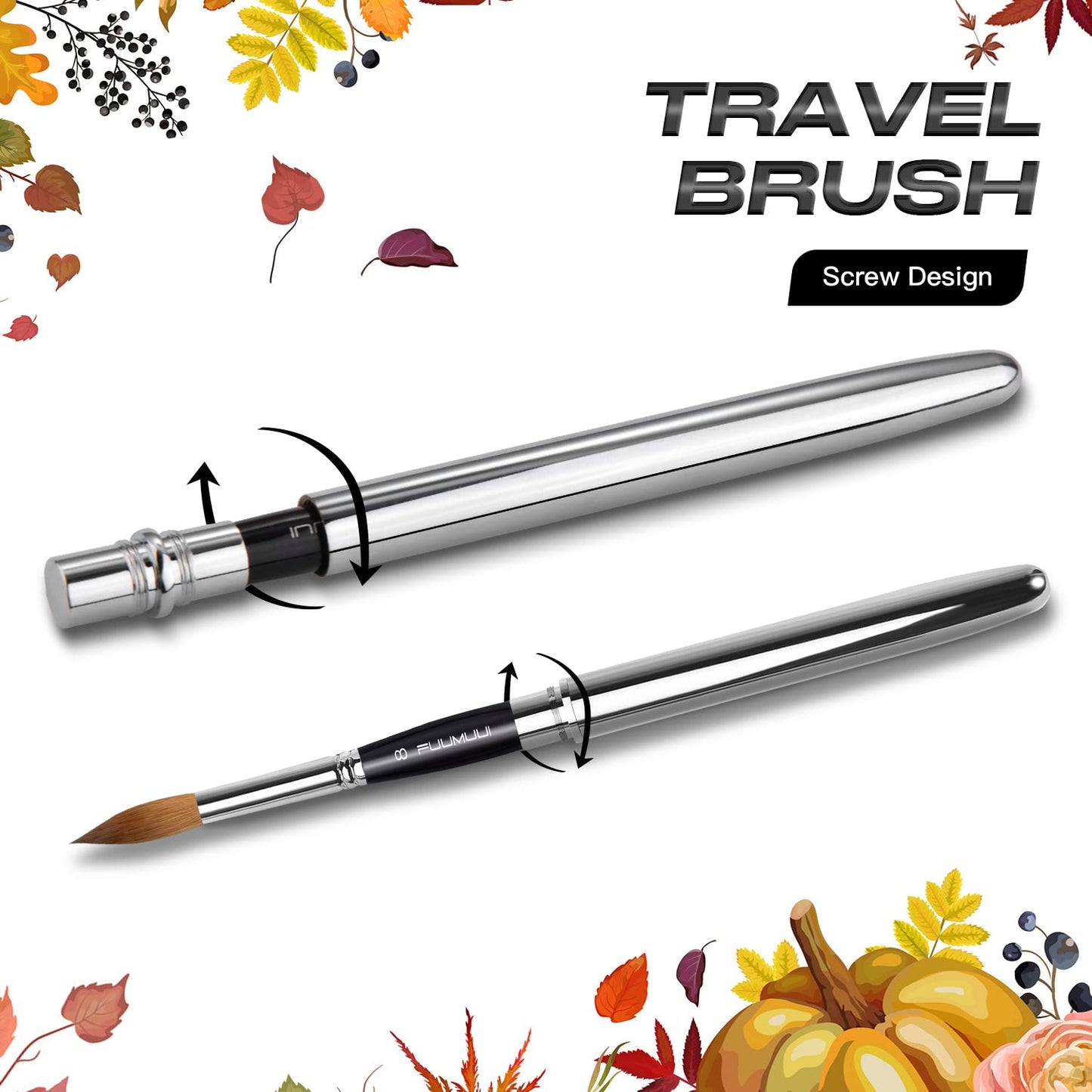 Sable Travel Watercolor Brushes, Fuumuui 4pcs Kolinsky Sable Watercolor Travel Brushes with Leather
