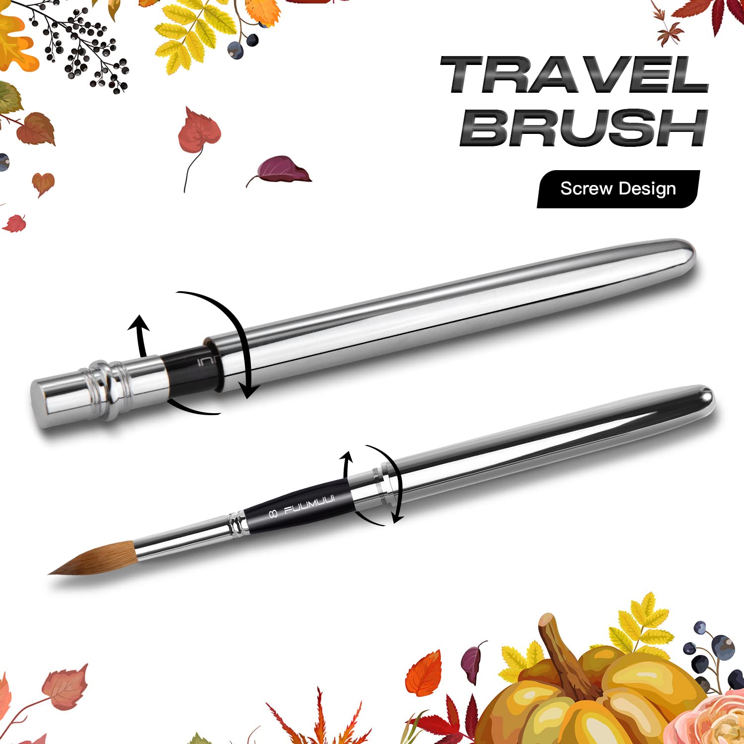 Sable Travel Watercolor Brushes, Fuumuui 4pcs Kolinsky Sable Watercolor Travel Brushes with Leather