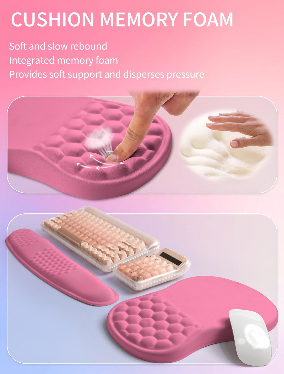 Hokafenle 2in1 Combination, Wave Keyboard Wrist Rest and Ergonomic Curvature Mouse Pad Wrist