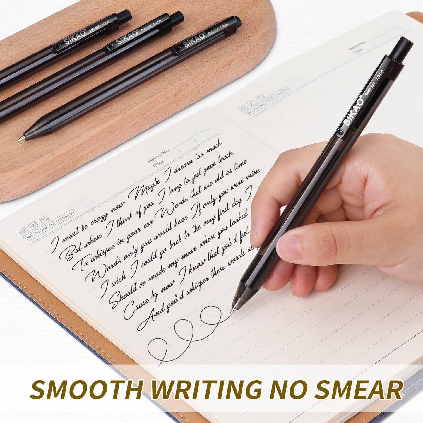 Sikao Black Pens Bulk, 60 Pack Retractable Ballpoint Pens Black Ink