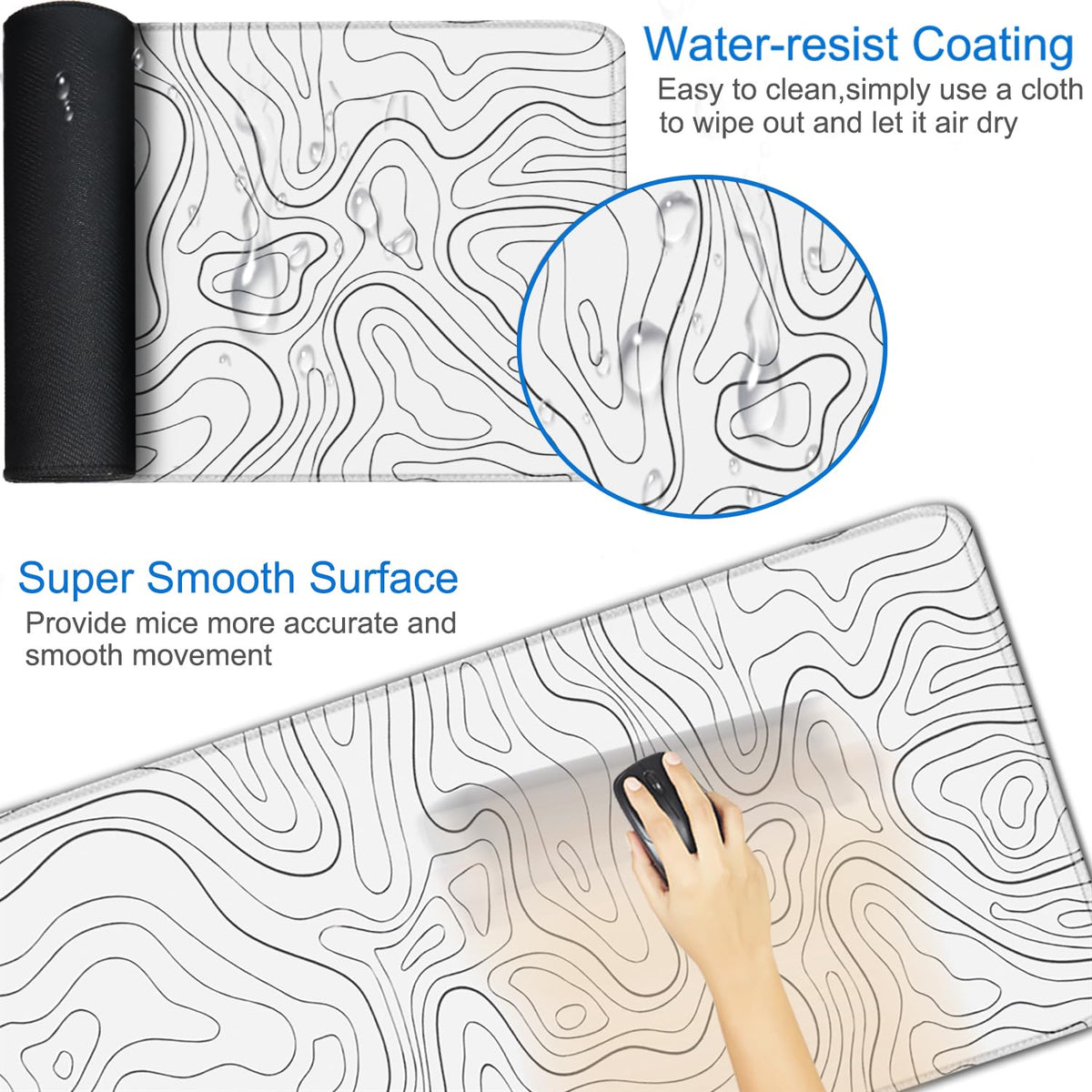 Extended Mouse Pad, 31.5x15.7 inch Large Gaming Computer Keyboard Mouse Mat, Water Resist Non-Slip