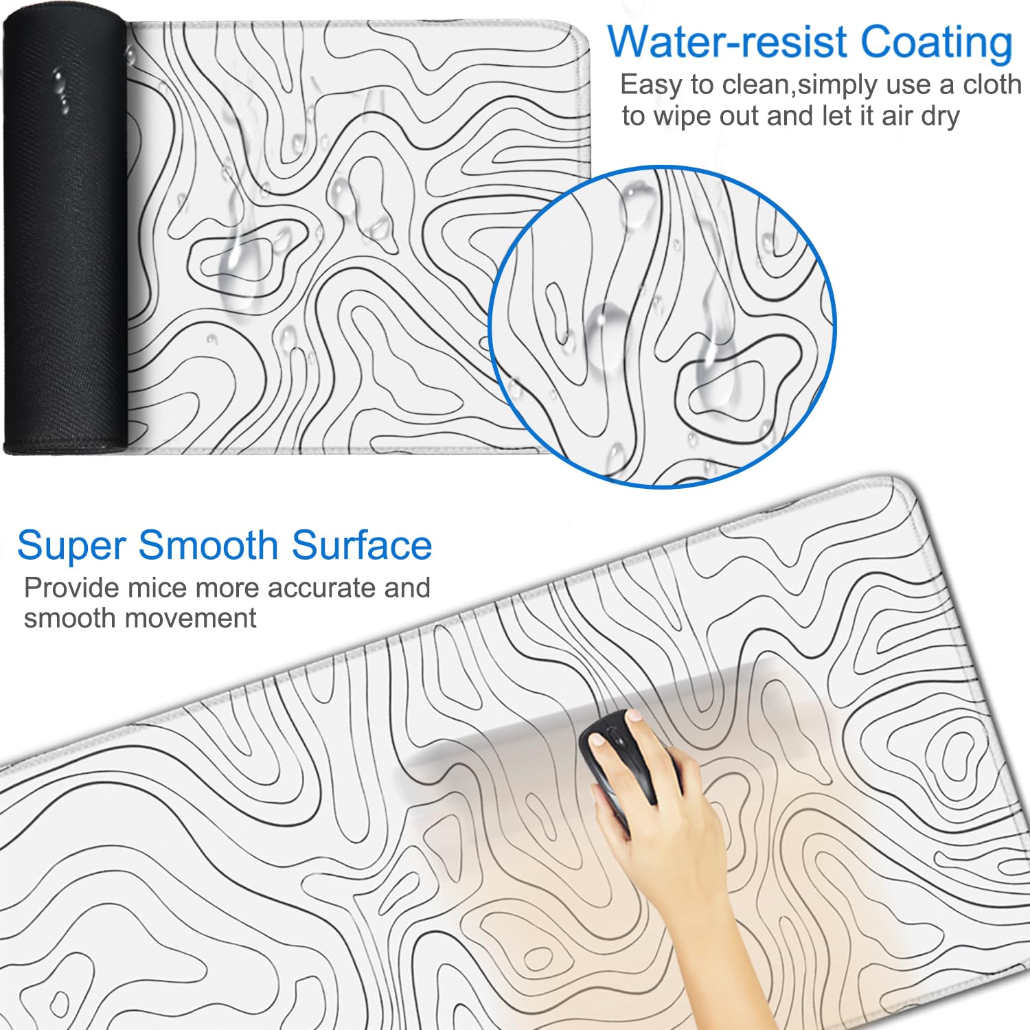 Extended Mouse Pad, 31.5x15.7 inch Large Gaming Computer Keyboard Mouse Mat, Water Resist Non-Slip