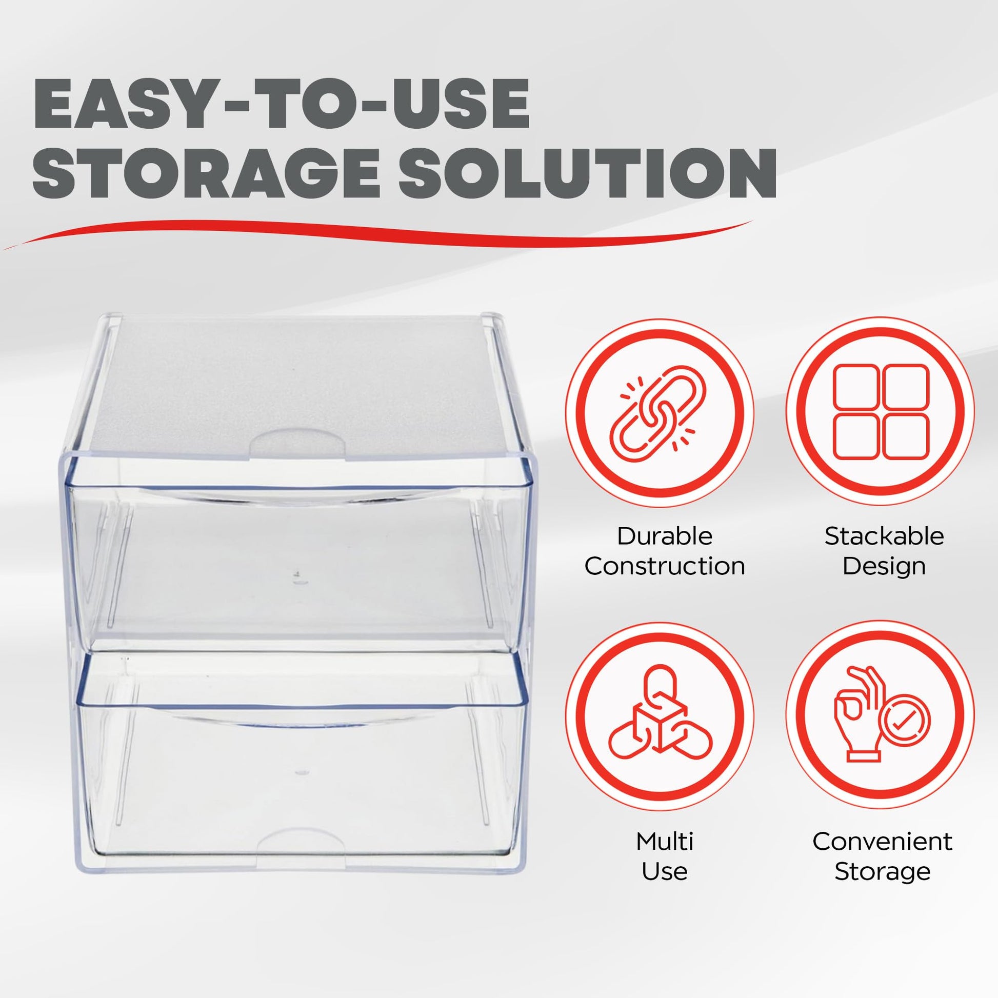 Deflecto Stackable Cube Organizer, Desk and Craft Organizer, 2 Drawers, Clear, Removable Drawers