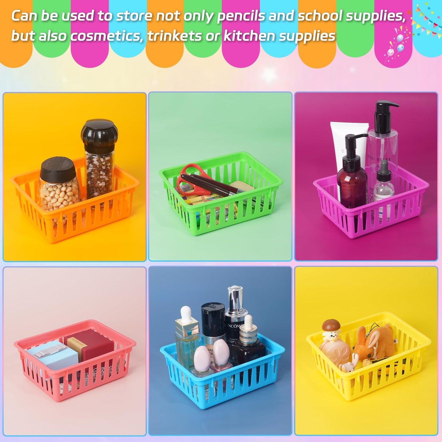 ZZYFGH 24 PCS Pencil Holders, Pencil Baskets, Small Plastic Baskets for Organizing, Colorful