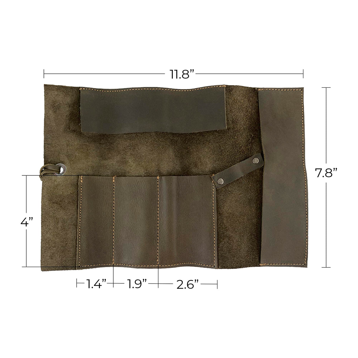 Hide & Drink, Rustic Leather Pencil Roll Pouch, Multi-Purpose Storage Wrap for Scissors, Earphones