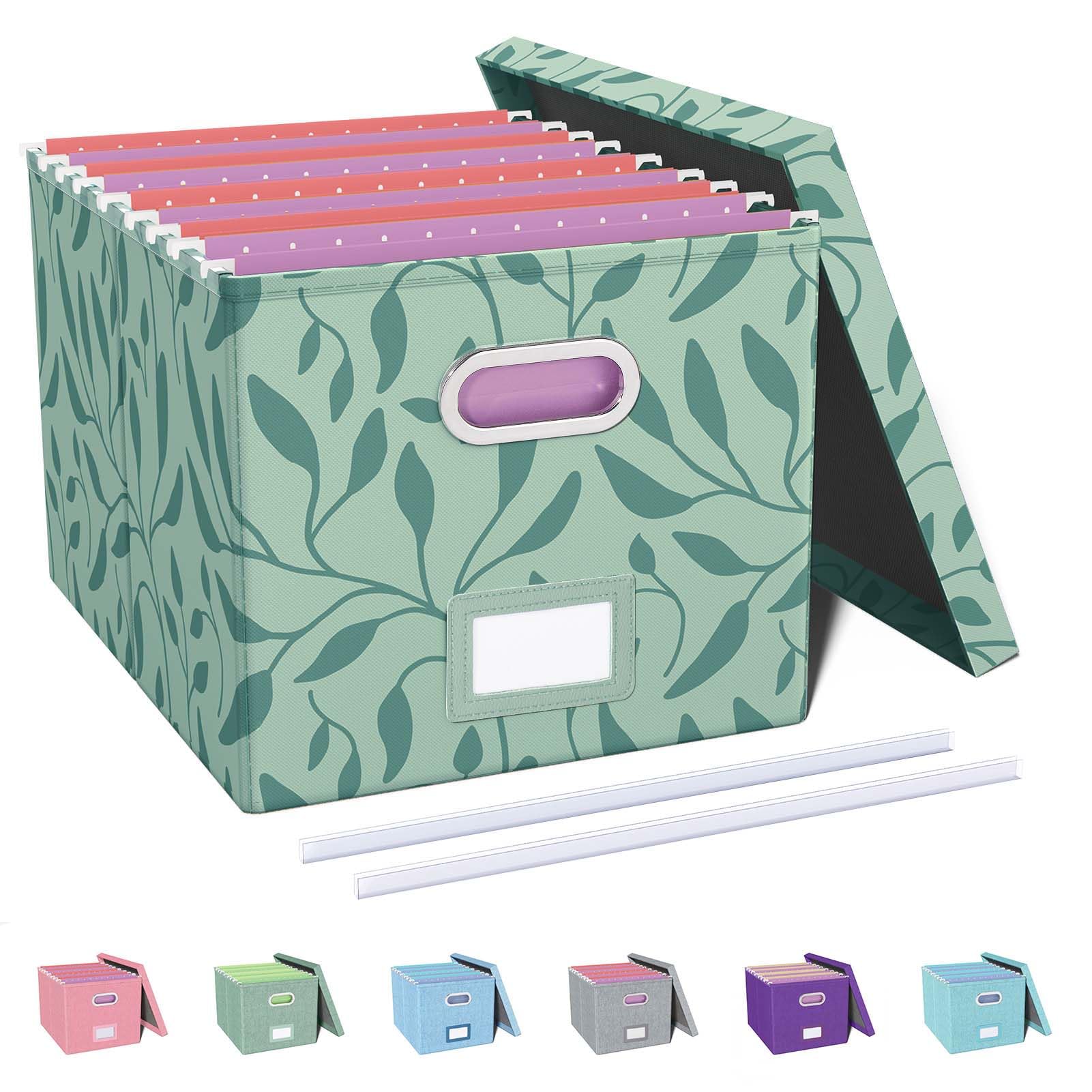 Oterri File Organizer with Lid, File Box, File Cabinet for Letter File Folder Storage, Hanging File