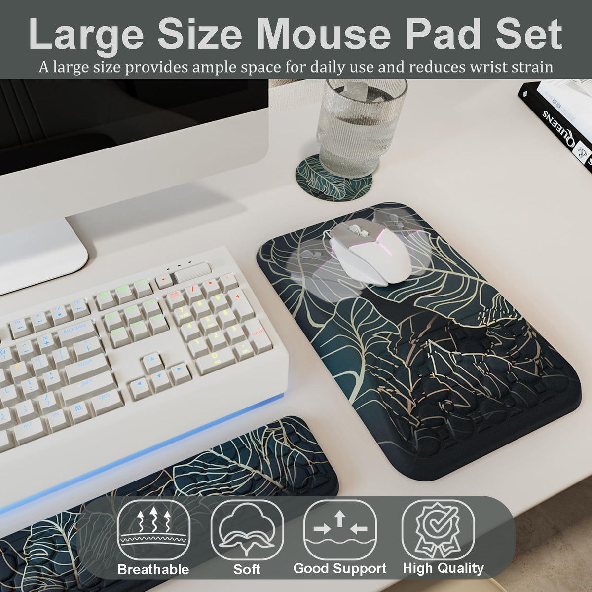 Ospelelf Keyboard Wrist Rest Ergonomic Mouse Pad with Wrist Rest Support Wrist Rest for Computer