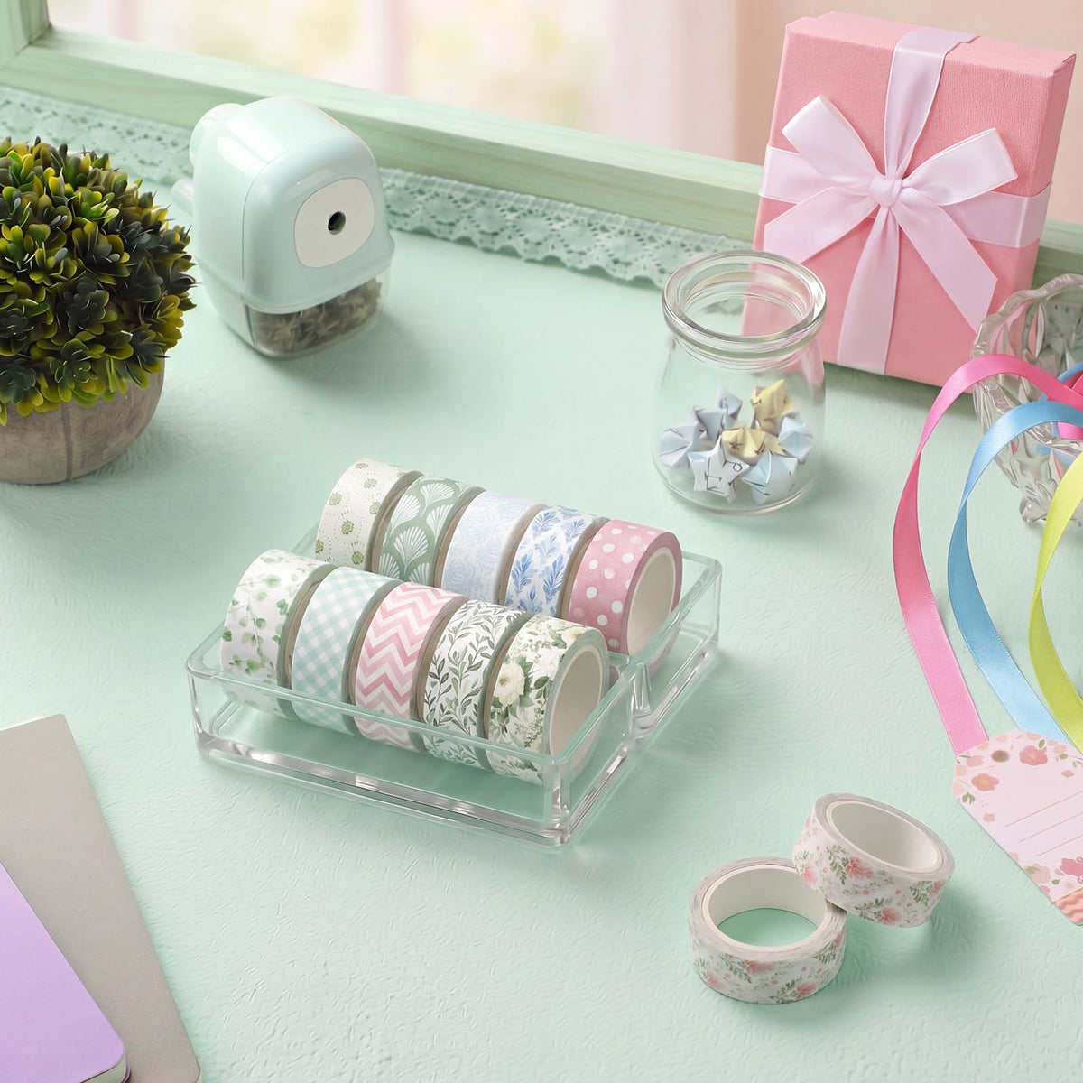 YooNotee 12 Rolls Floral Washi Tape Set,Watercolor,Garden