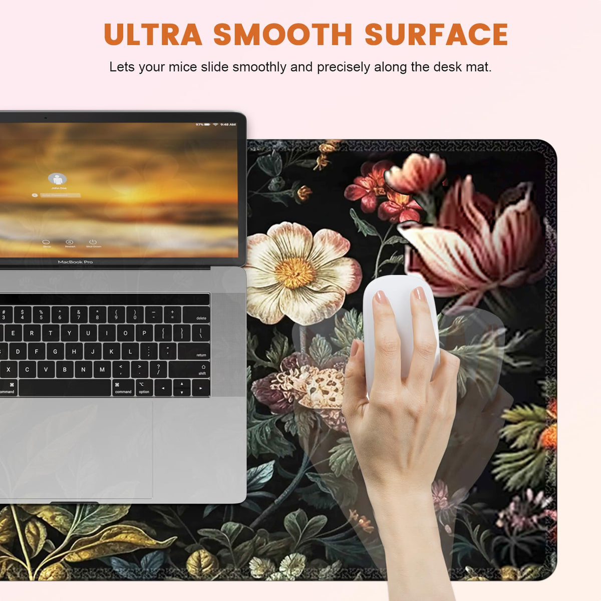 HAOCOO Vintage Floral Desk Mat for Desktop, Aesthetic Plant Desk Decor