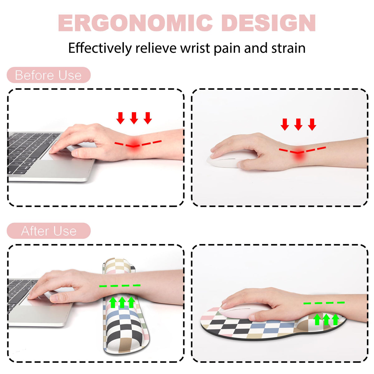 Ergonomic Mouse Pad with Wrist Rest and Keyboard Wrist Rest, Mousepad