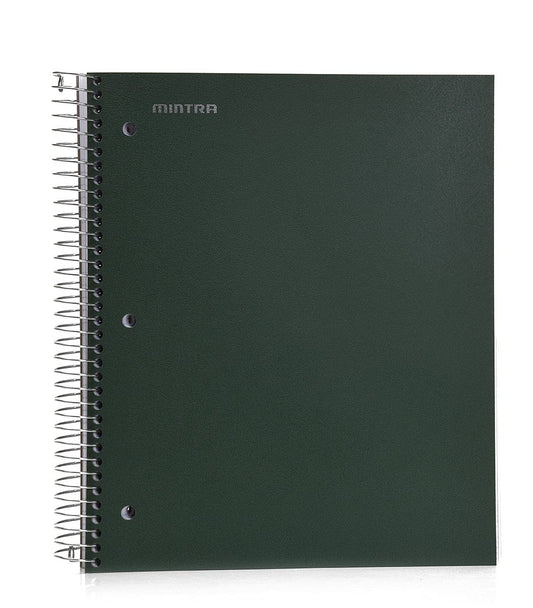 Mintra Office Durable Spiral Notebooks, 5 Subject (Green Olive, College Ruled 1pk)