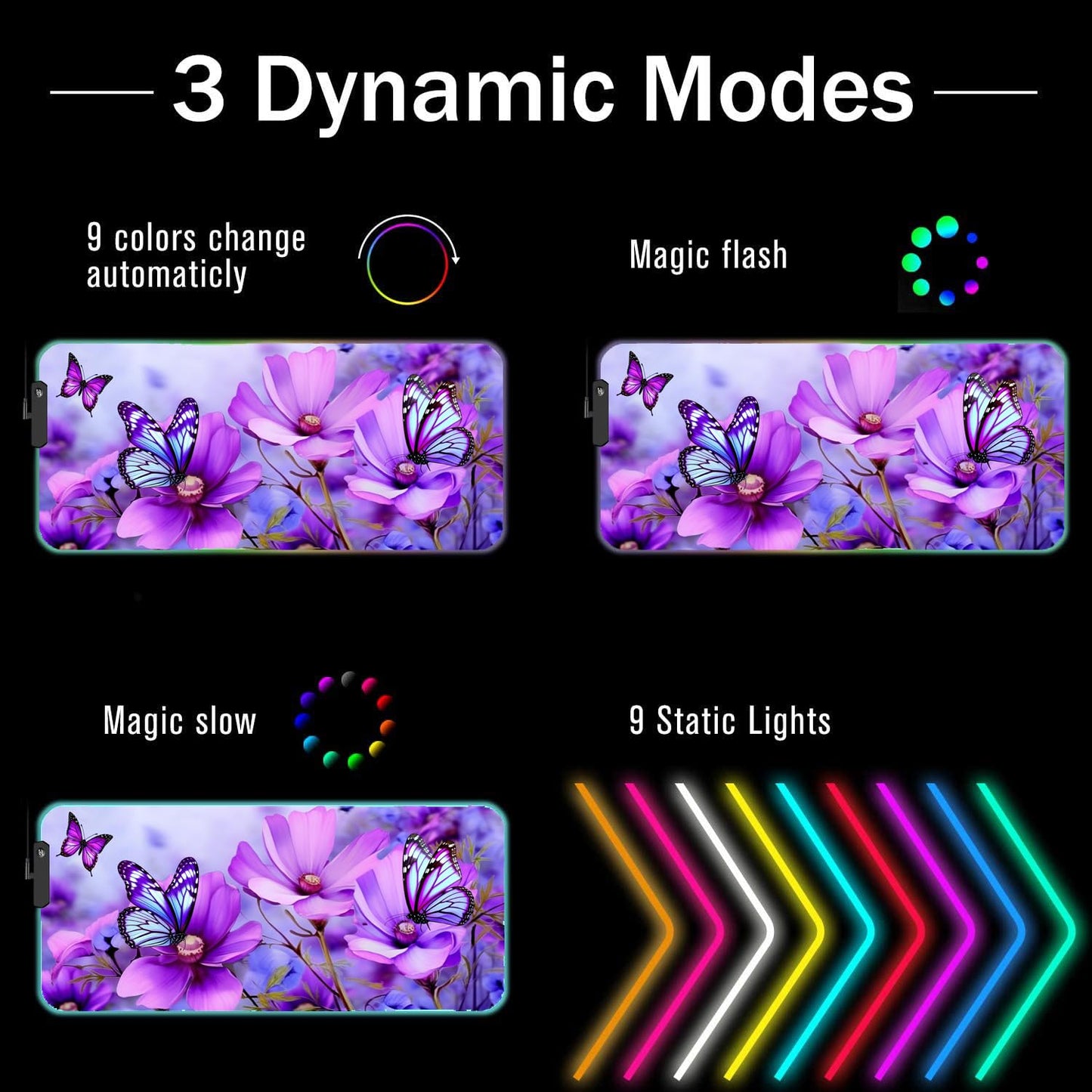 RGB Gaming Mouse Pad with Coffee Coaster, XXL Large Glowing LED Mousepad, Anti-Slip Rubber Base