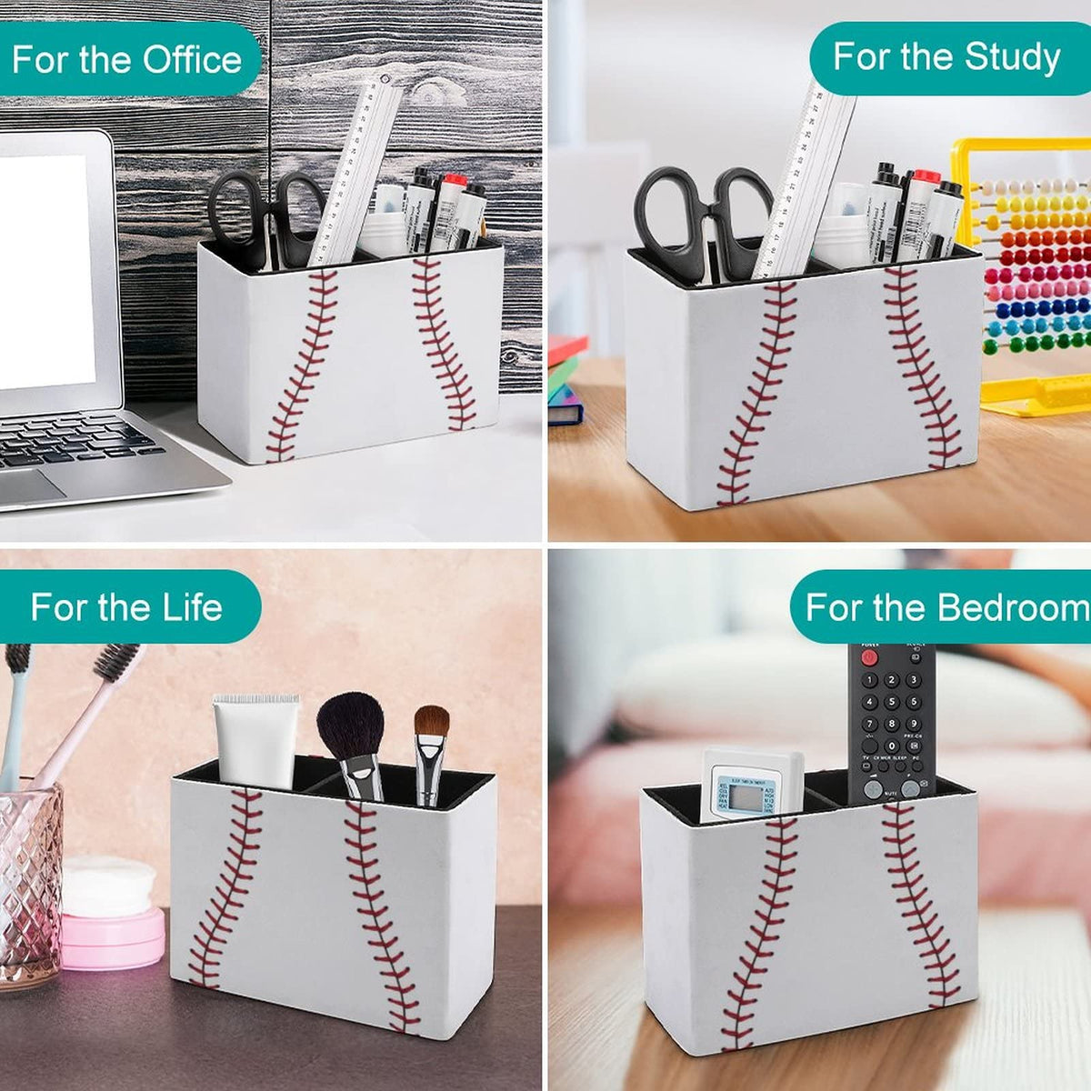 Niapessel Pencil Holder for Desk, Baseball Ball Pen Holder Storage Desktop Pen Organizer Desk