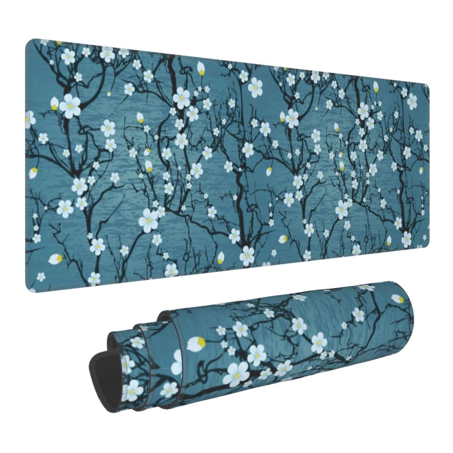 Japanese Cherry Blossom Extended Gaming Mouse Pad Large Desk Mat with Non-Slip Rubber Base and