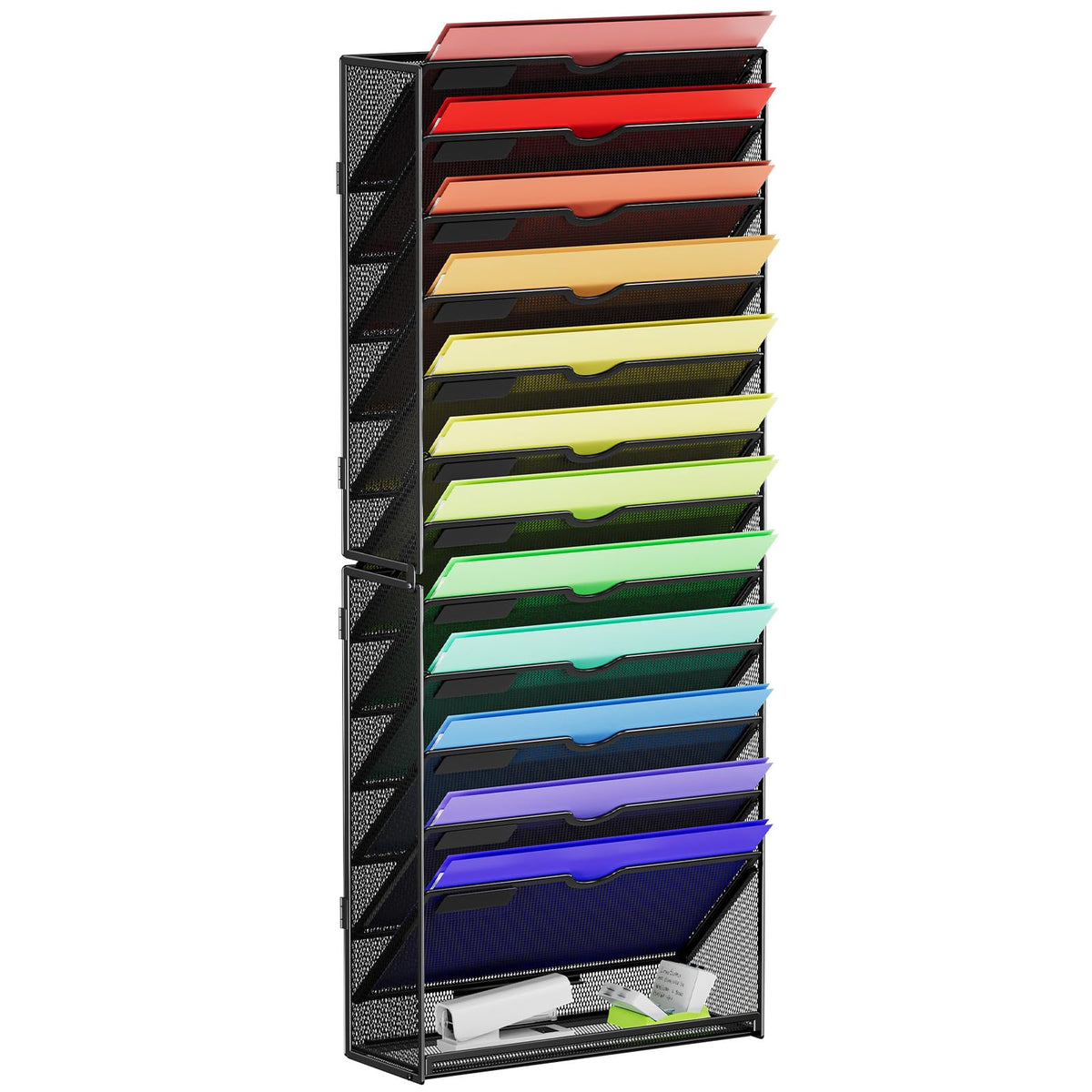 Marbrasse Wall File Holder 13-Tier Hanging Wall File Organizer, for Papers, Files Clipboard &
