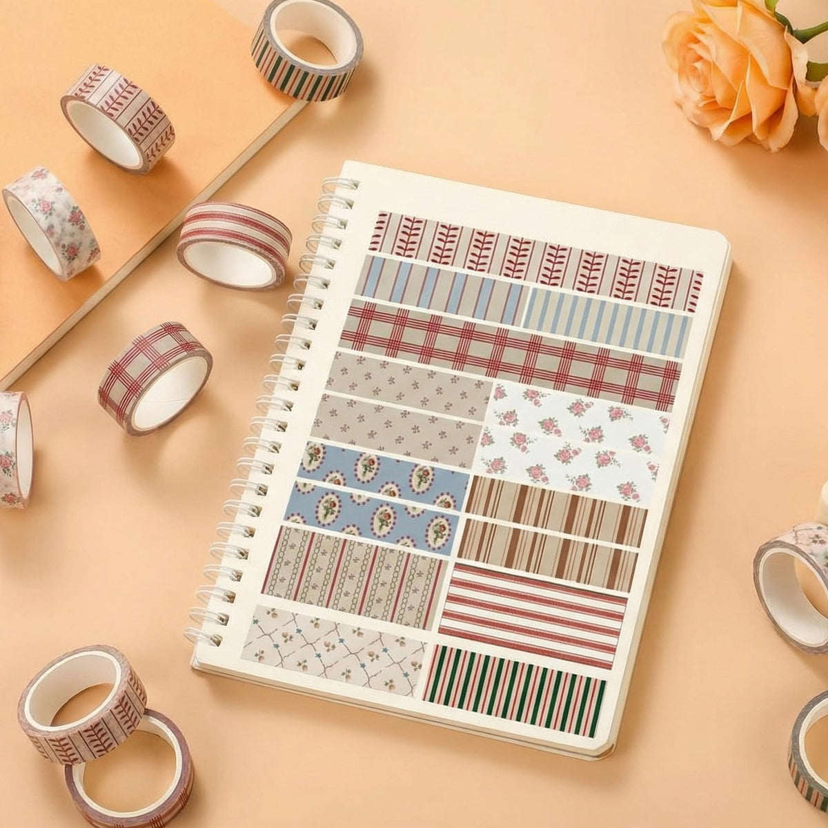 YooNotee 12 Rolls Floral Washi Tape Set,Retro,Mixed Pattern