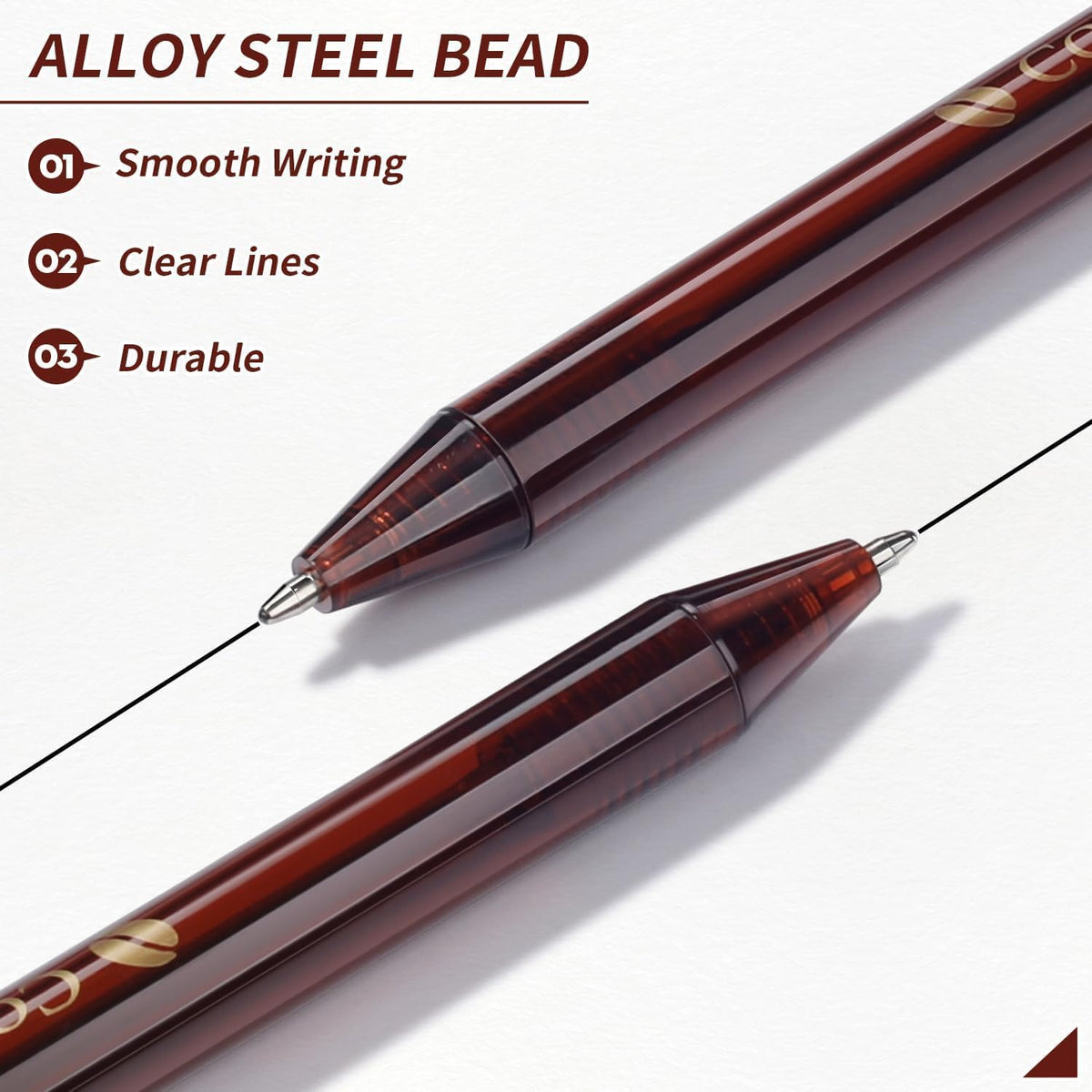 Sikao Black Pens Bulk, 60 Pack Retractable Ballpoint Pens “COFFEE”