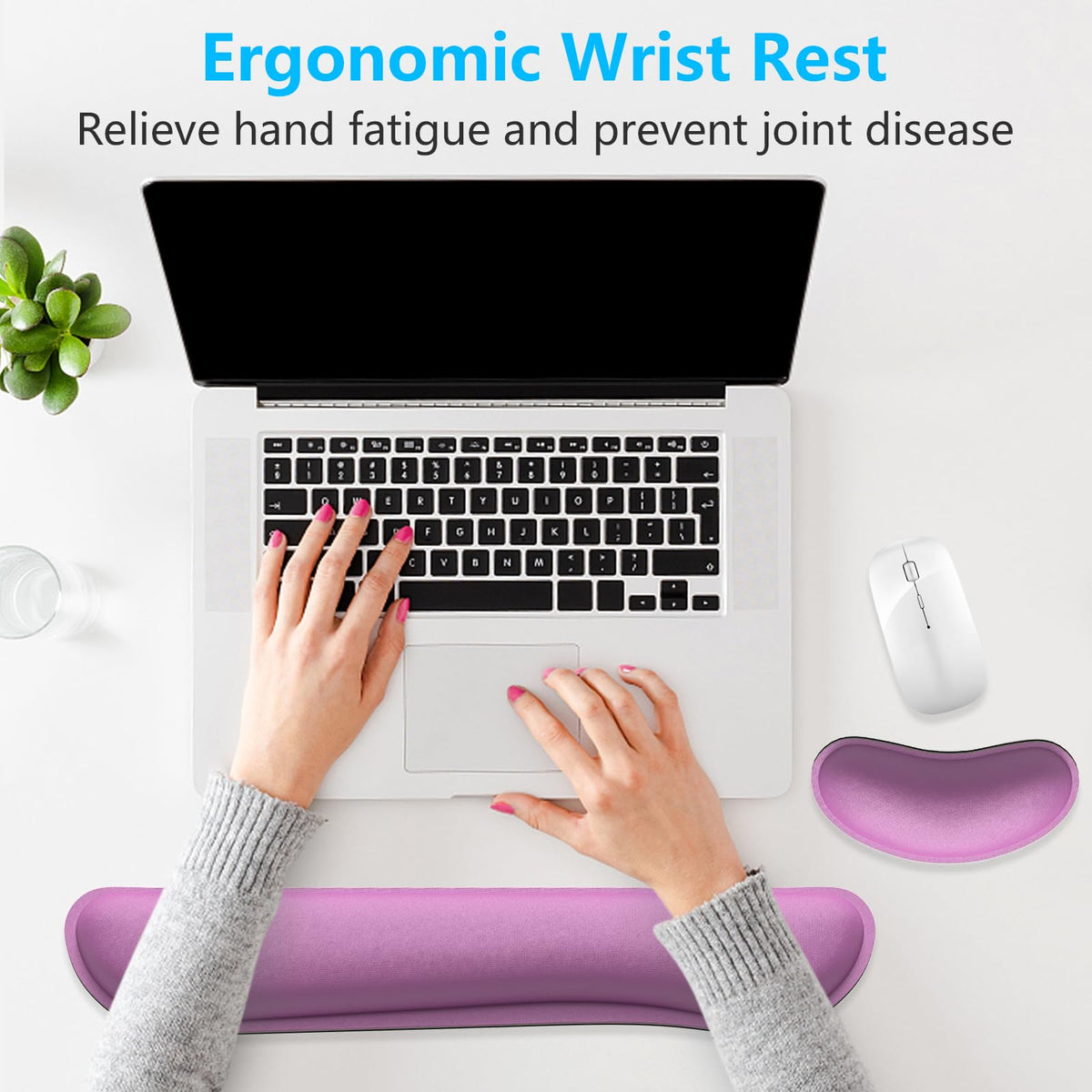 Dapesuom Enlarge Keyboard Wrist Rest, Memory Foam Wrist Cushion for Desk Mats Support, Cute Typing