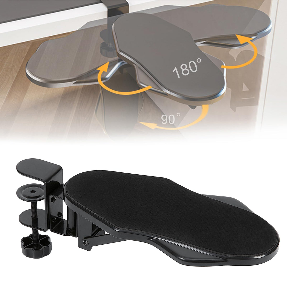Hovadova Computer Arm Rest for Desk, 180° Swivel and 90° Foldable, Black