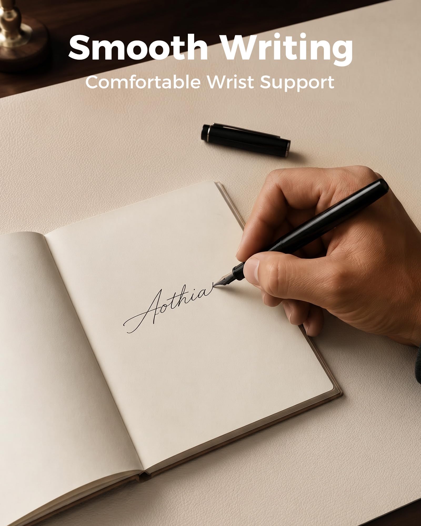 Aothia Dual-Sided Desk Mat - Natural Cork & Leather Desk Protector, Large Mouse Pad & Writing Pad