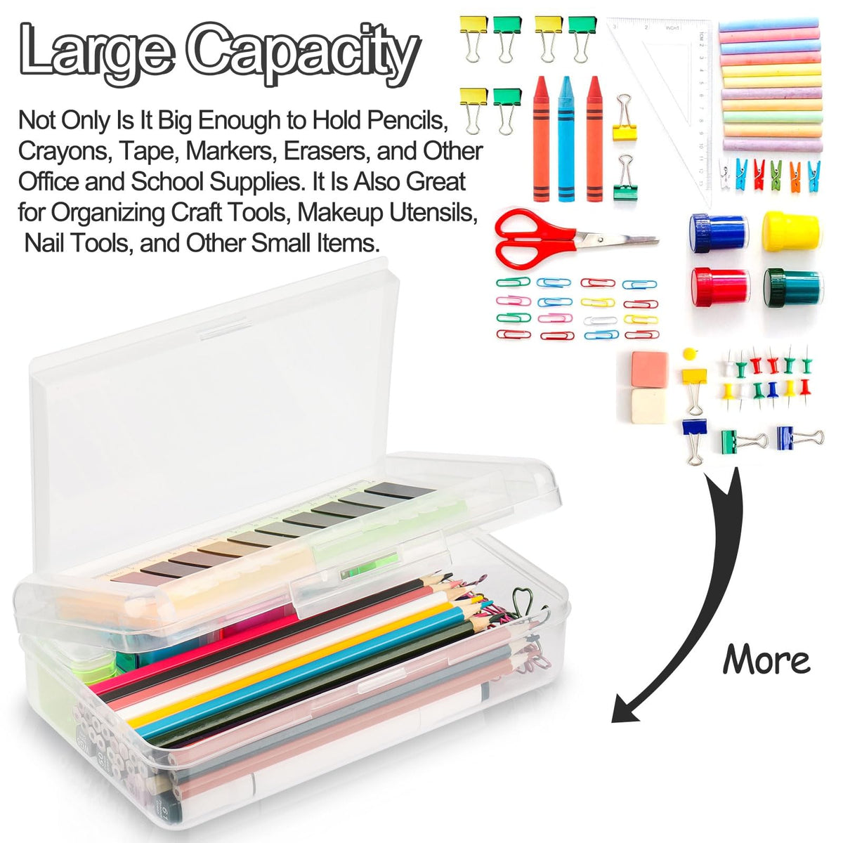 Meiikun Pencil Box, Large Capacity Pencil Boxes 2 Compartments, Hard Pencil Case with Snap-tight