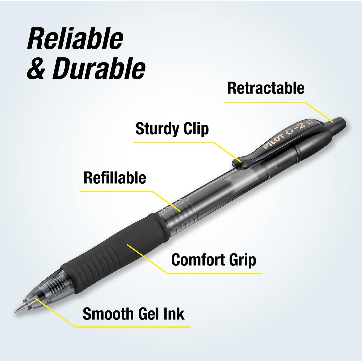 PILOT G2 Premium Gel Pens, Fine Point 0.7mm, Black Ink, 20-Pack