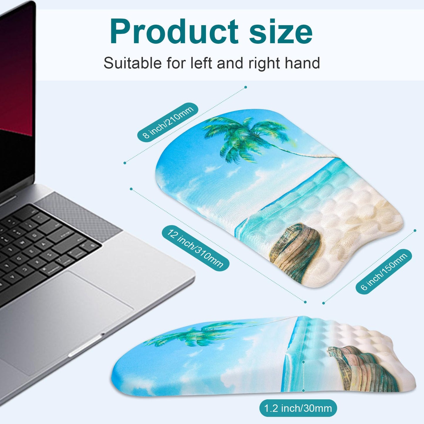 Ergonomic Wrist Mouse Pad with Massage Design, Wrist Rest Pain Relief Mousepad with Memory Foam